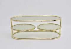 Brass Swiveling Vintage Coffee Table Green Smoked Glass Plates by Morex 1970s