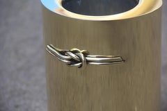 Brass Table Bottle Holder with Laces and Bow for Boat Yacht 1970 Gold Wine