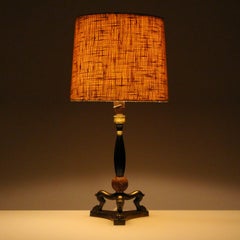 Brass Table Lamp 1940s Empire Style Brass Table Light with Lion-Claw Feet