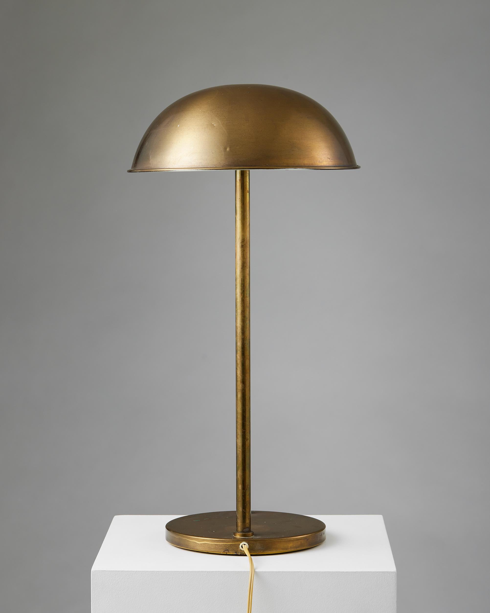 Danish Brass table lamp, anonymous, Denmark, 1960s For Sale