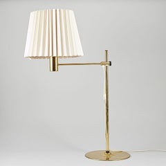 Brass Table Lamp by Hans-Agne Jakobsson with Pleated Shade - Sweden 1960's