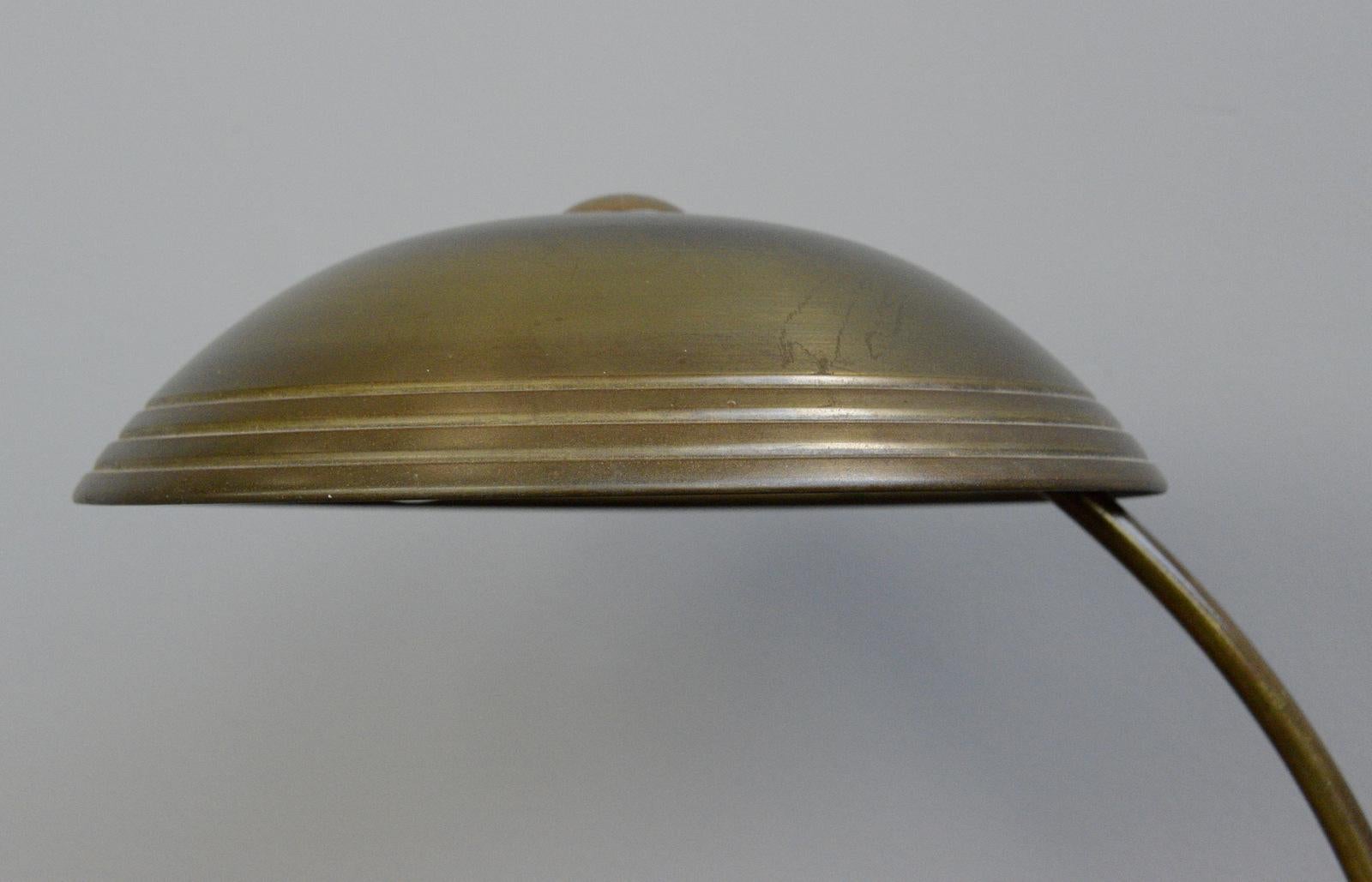 Bauhaus Brass Table Lamp by Helo, circa 1940s