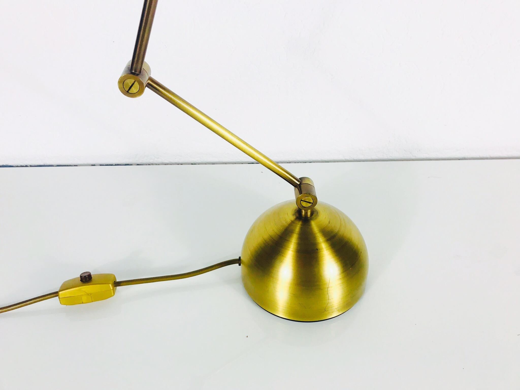 Bauhaus Brass Table Lamp by Sölken Leuchten, 1970s, Germany  For Sale