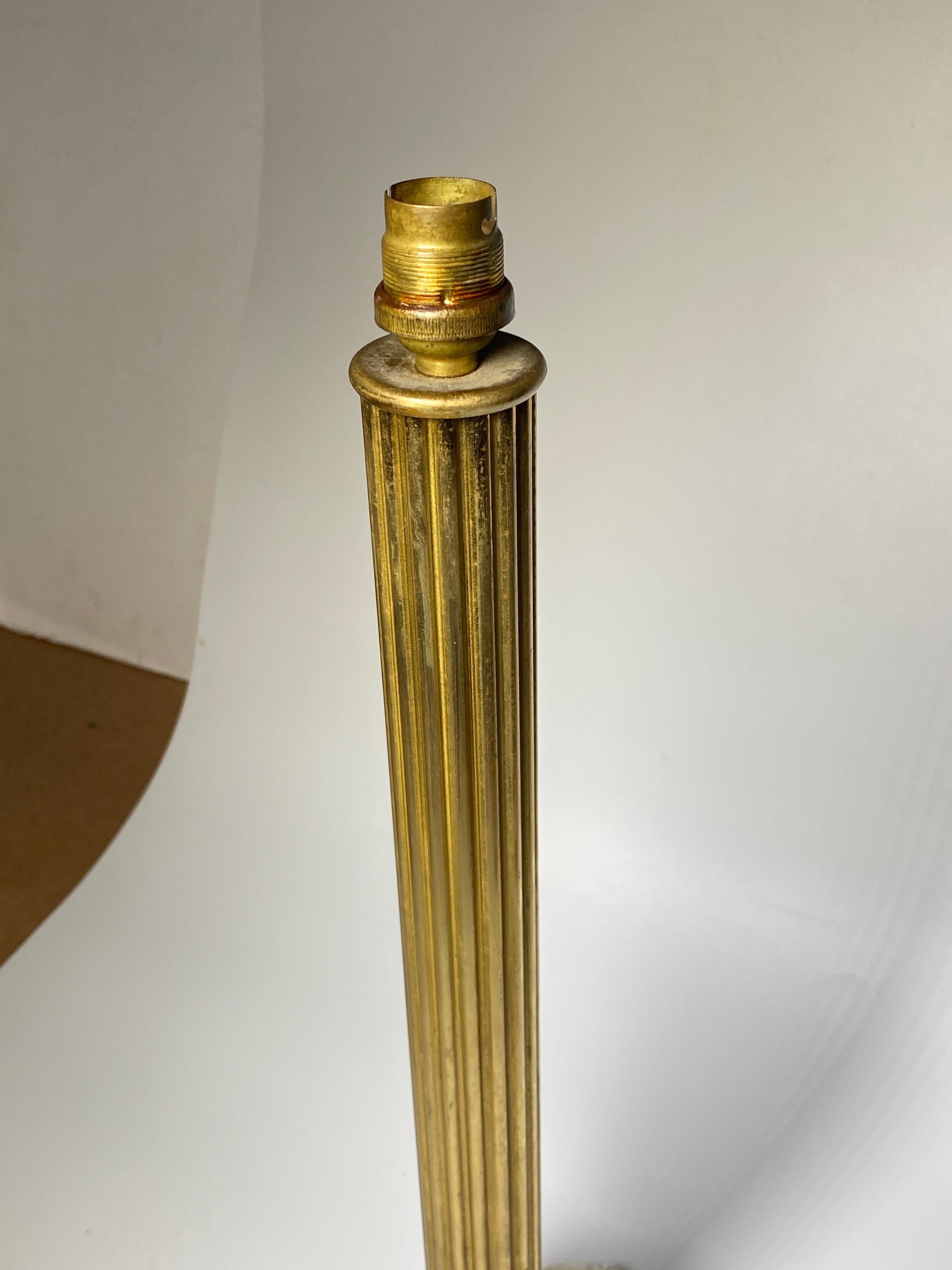Brass Table Lamp, Classical Style, Marble Base, France 19th Century For Sale 1