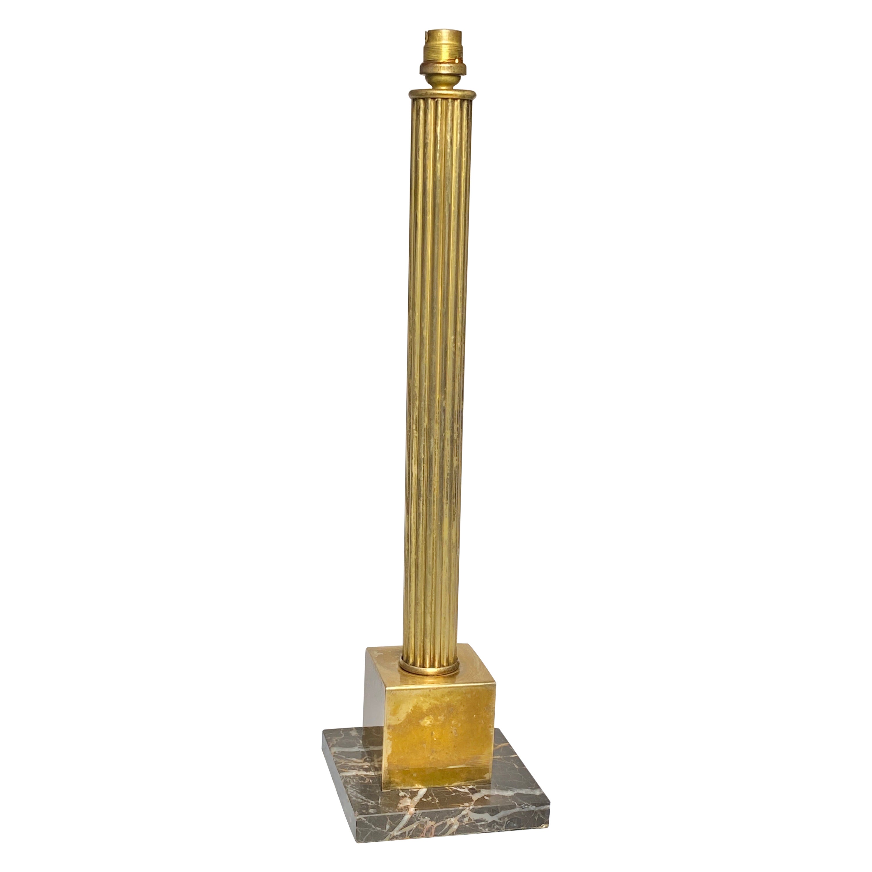 Francese Lampada da tavolo in ottone, stile classico, base in marmo, Francia, XIX secolo in vendita