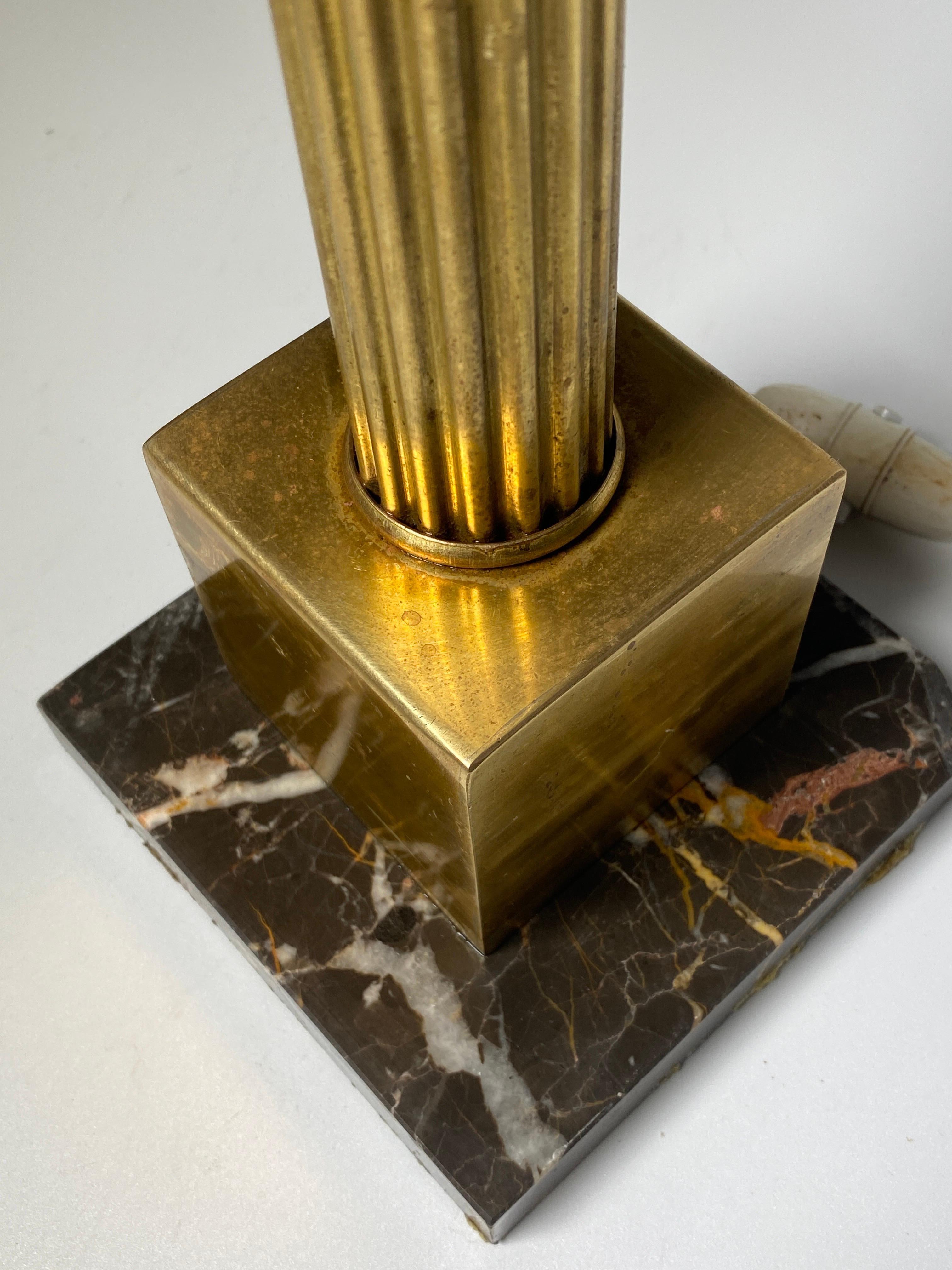 Brass Table Lamp, Classical Style, Marble Base, France 19th Century For Sale 3