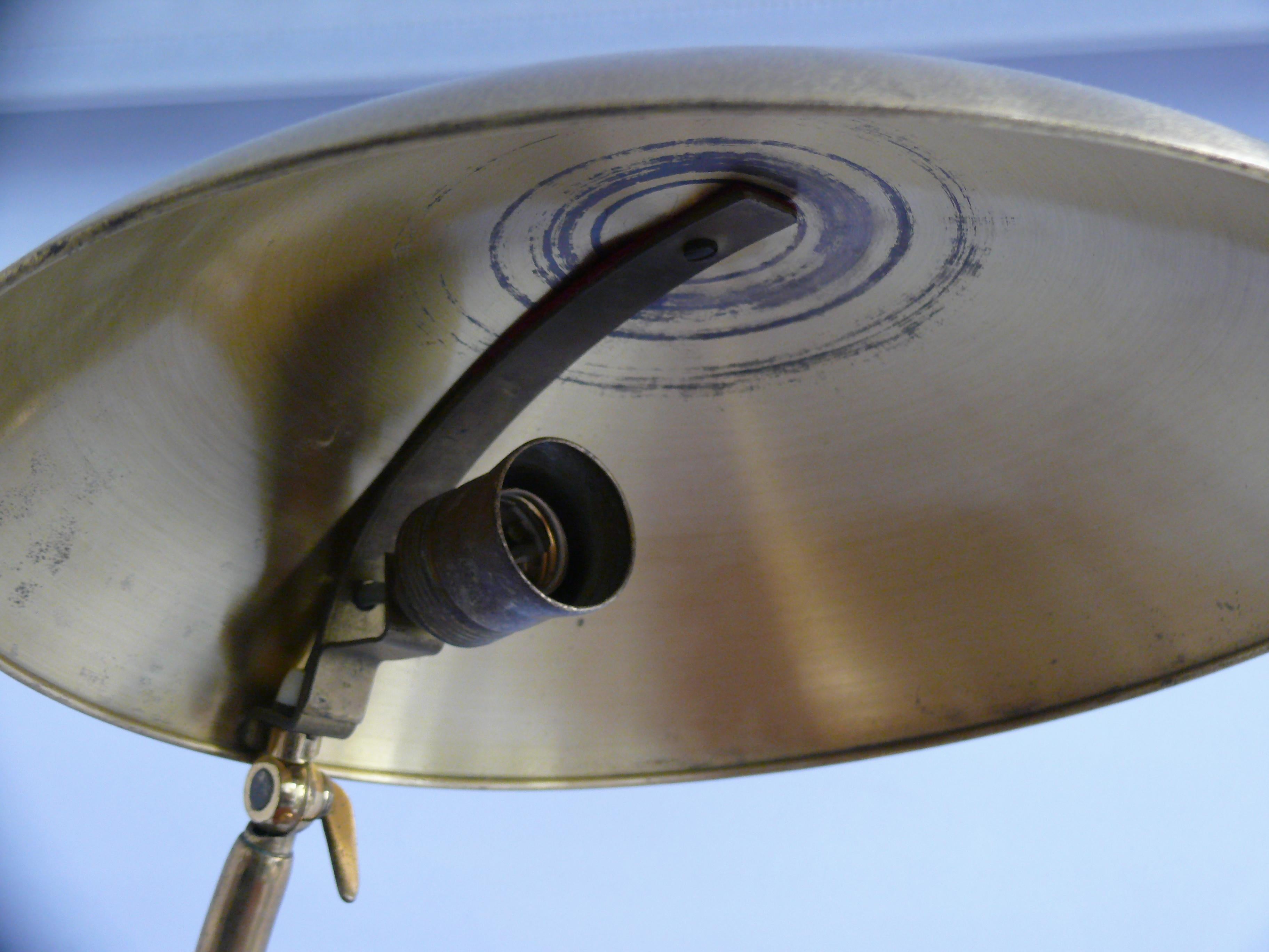 Lámpara de mesa de latón, Lámpara de escritorio, Hillebrand, Alemania, años 30 en venta 5