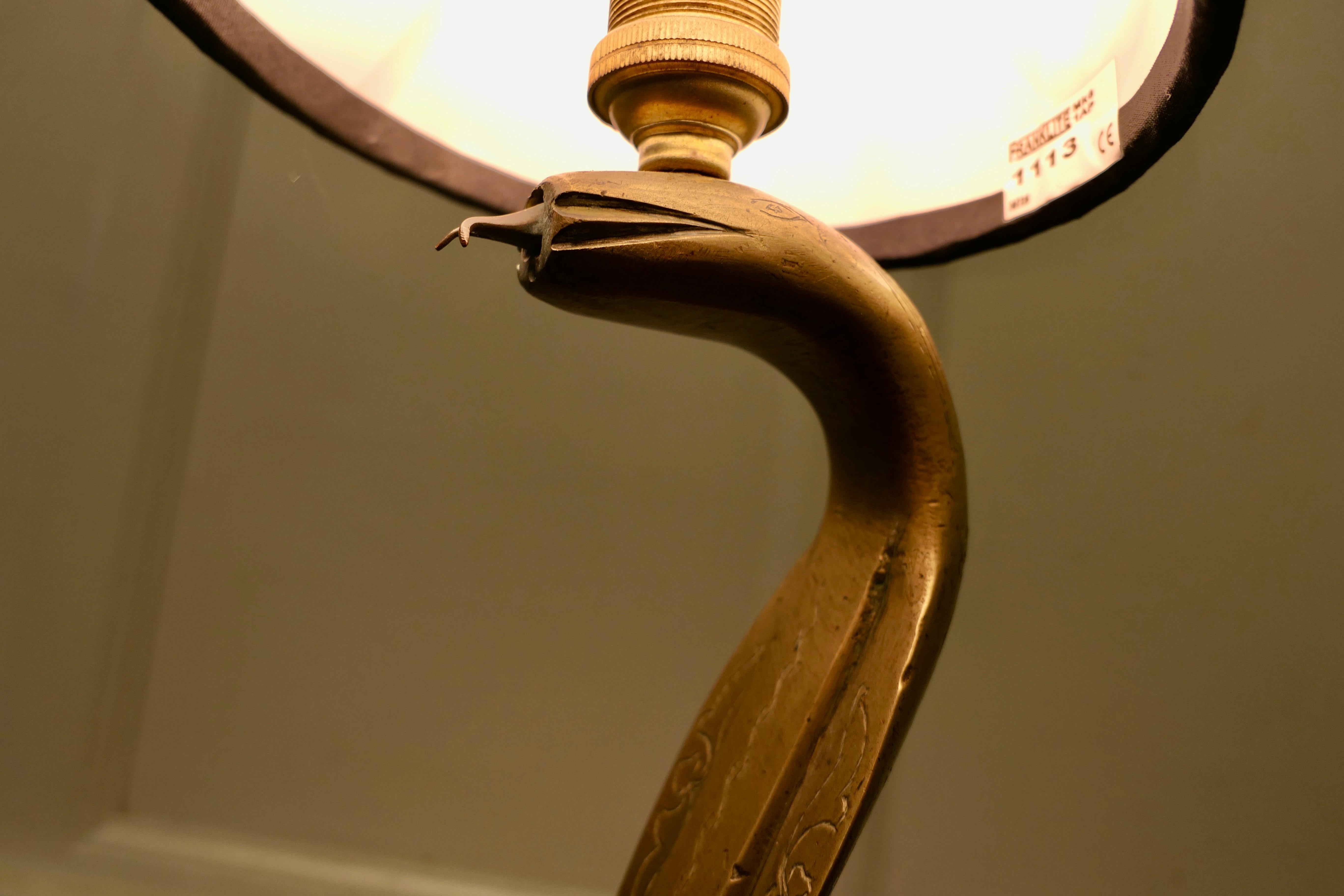 20th Century Brass Table Lamp in the Form of a Hissing King Cobra