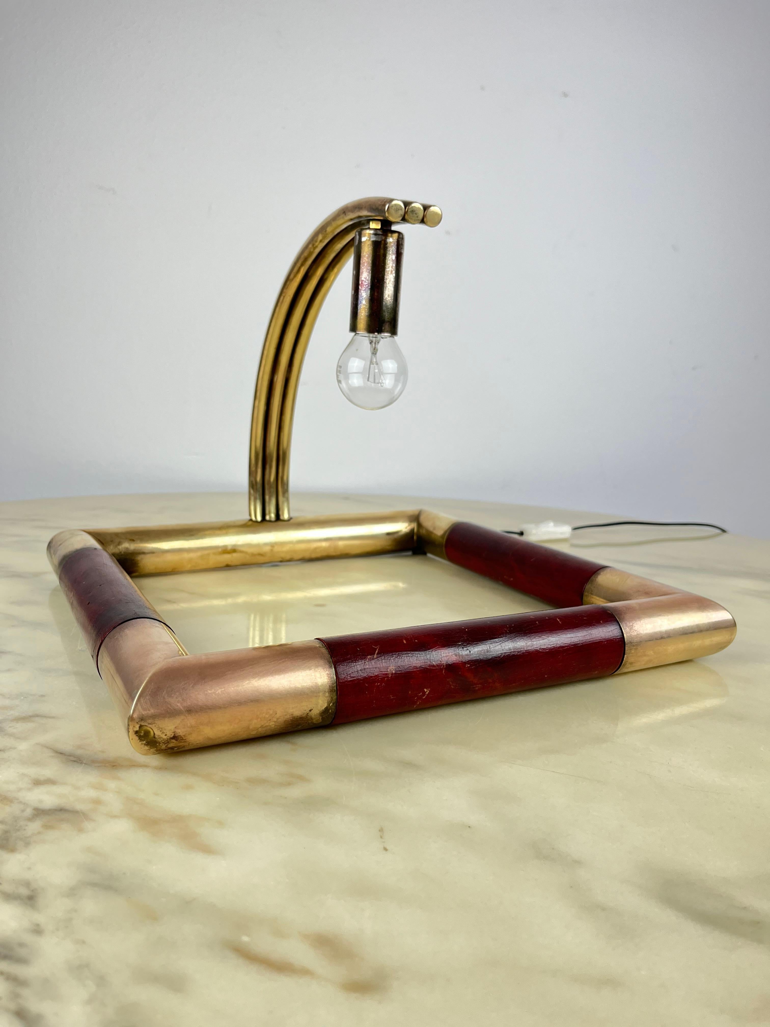 Brass Table Lamp in the Style of Tommaso Barbi Italian Design 1970s 5