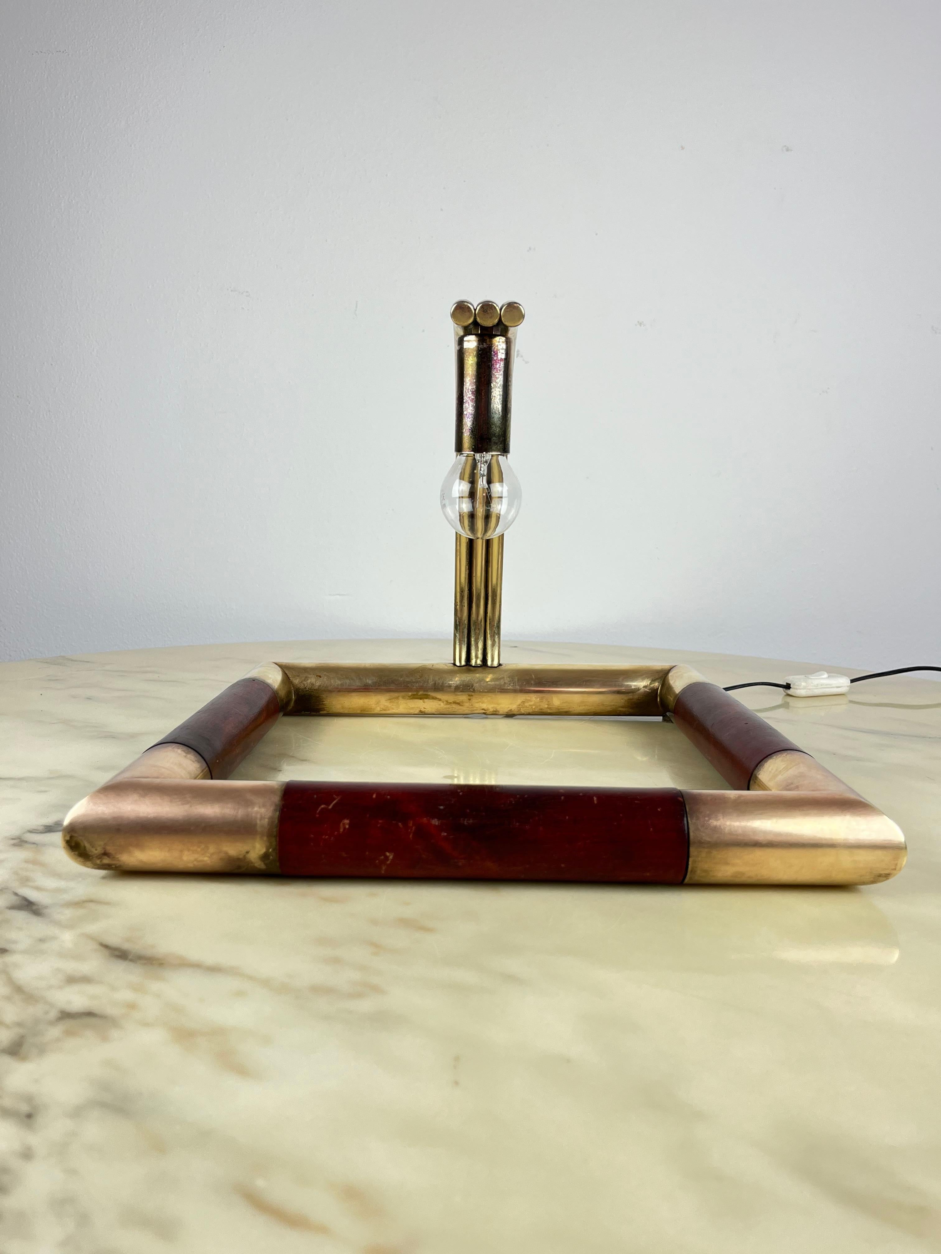 Brass Table Lamp in the Style of Tommaso Barbi Italian Design 1970s 6