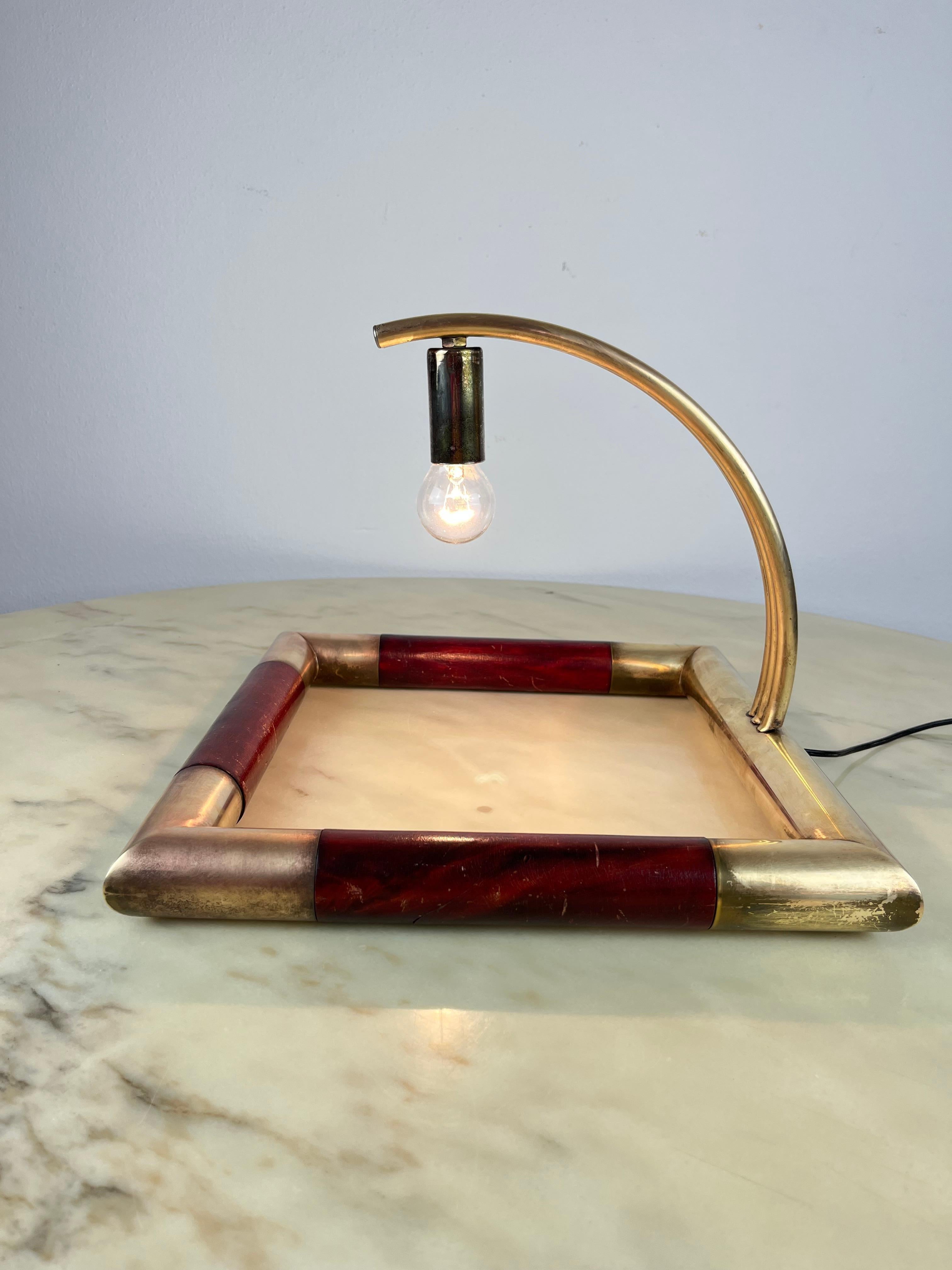 Brass Table Lamp in the Style of Tommaso Barbi Italian Design 1970s 2