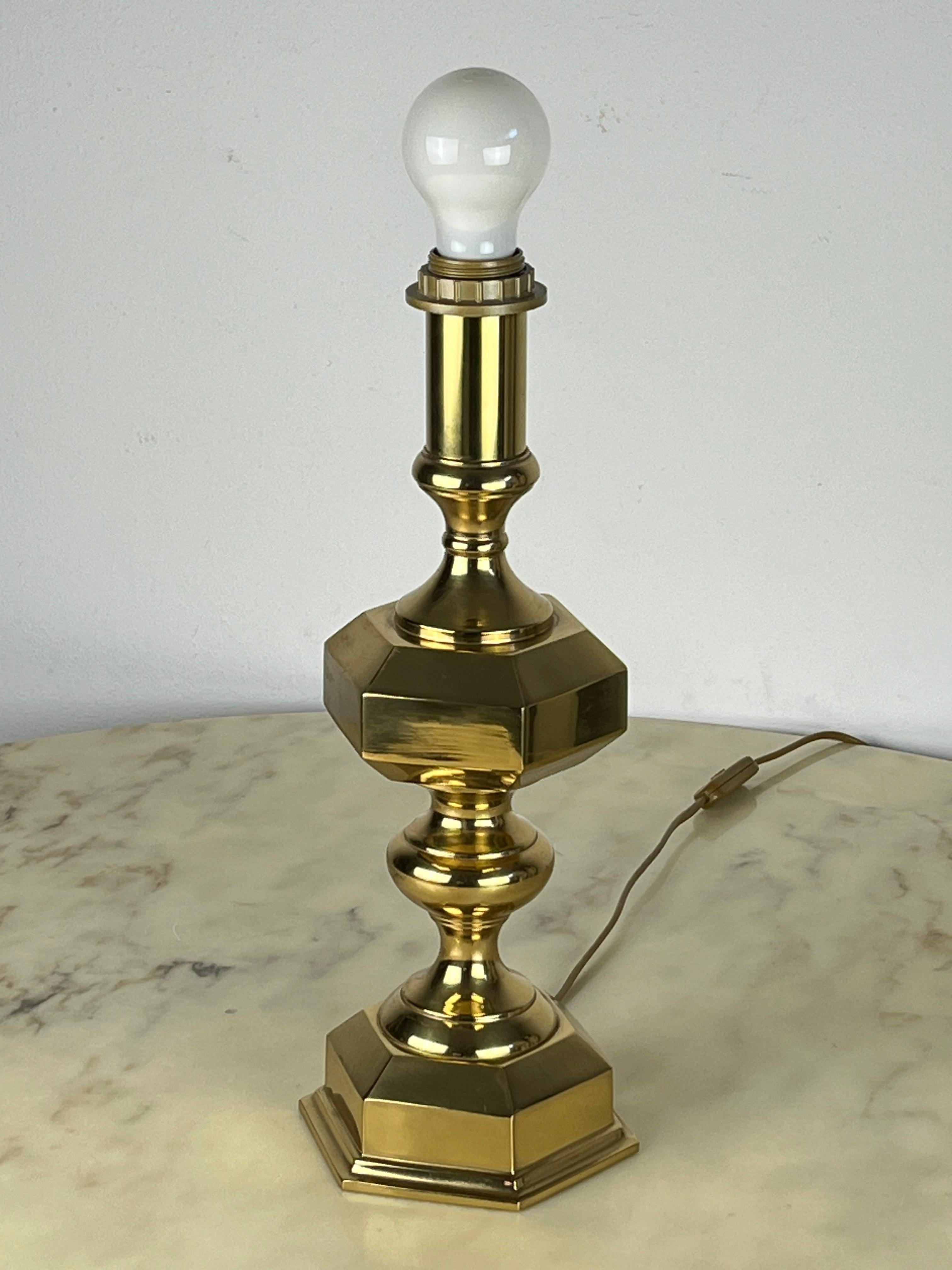 Late 20th Century Brass Table Lamp, Made in Italy, 1980s For Sale