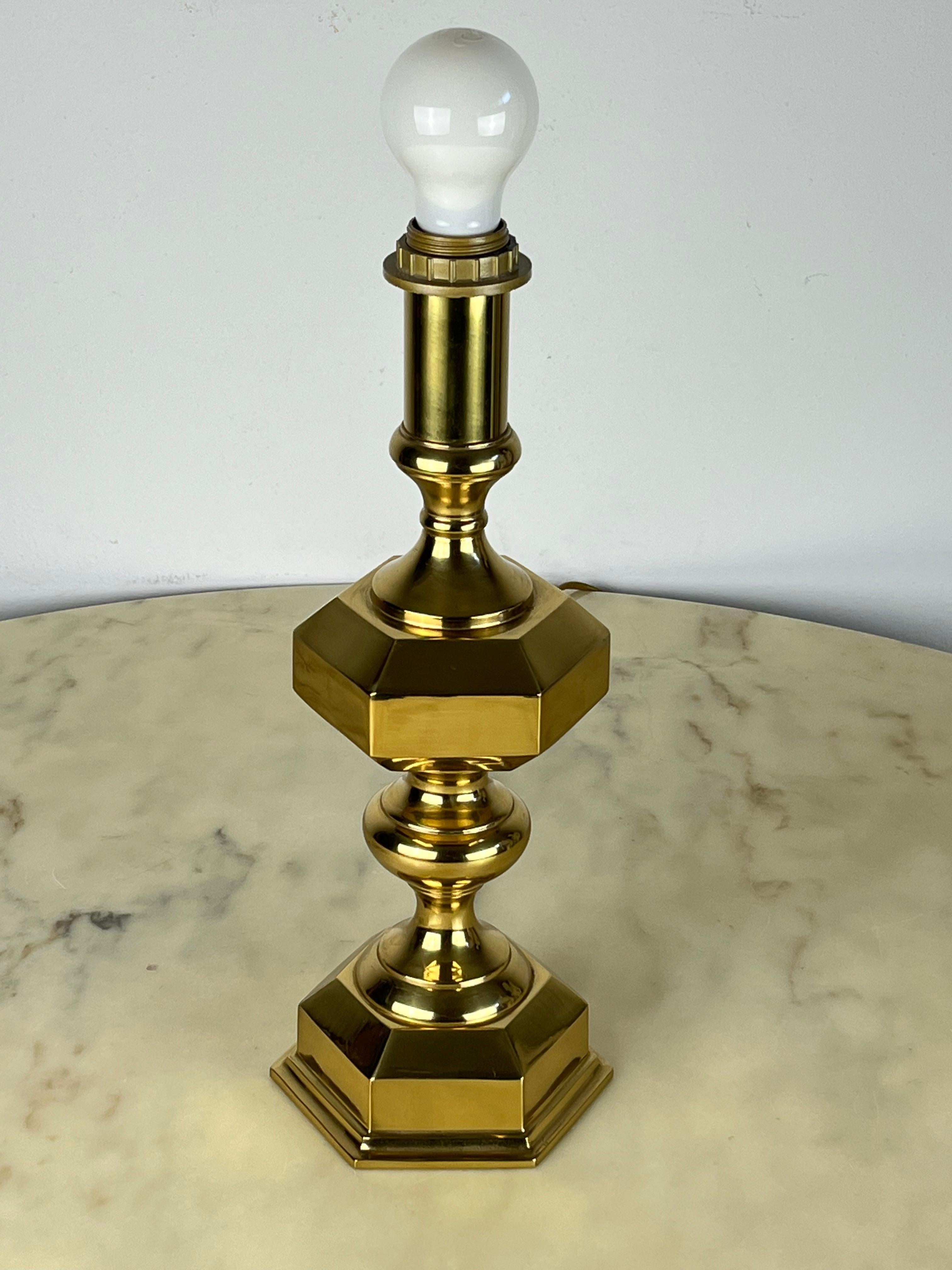 Brass Table Lamp, Made in Italy, 1980s For Sale 1