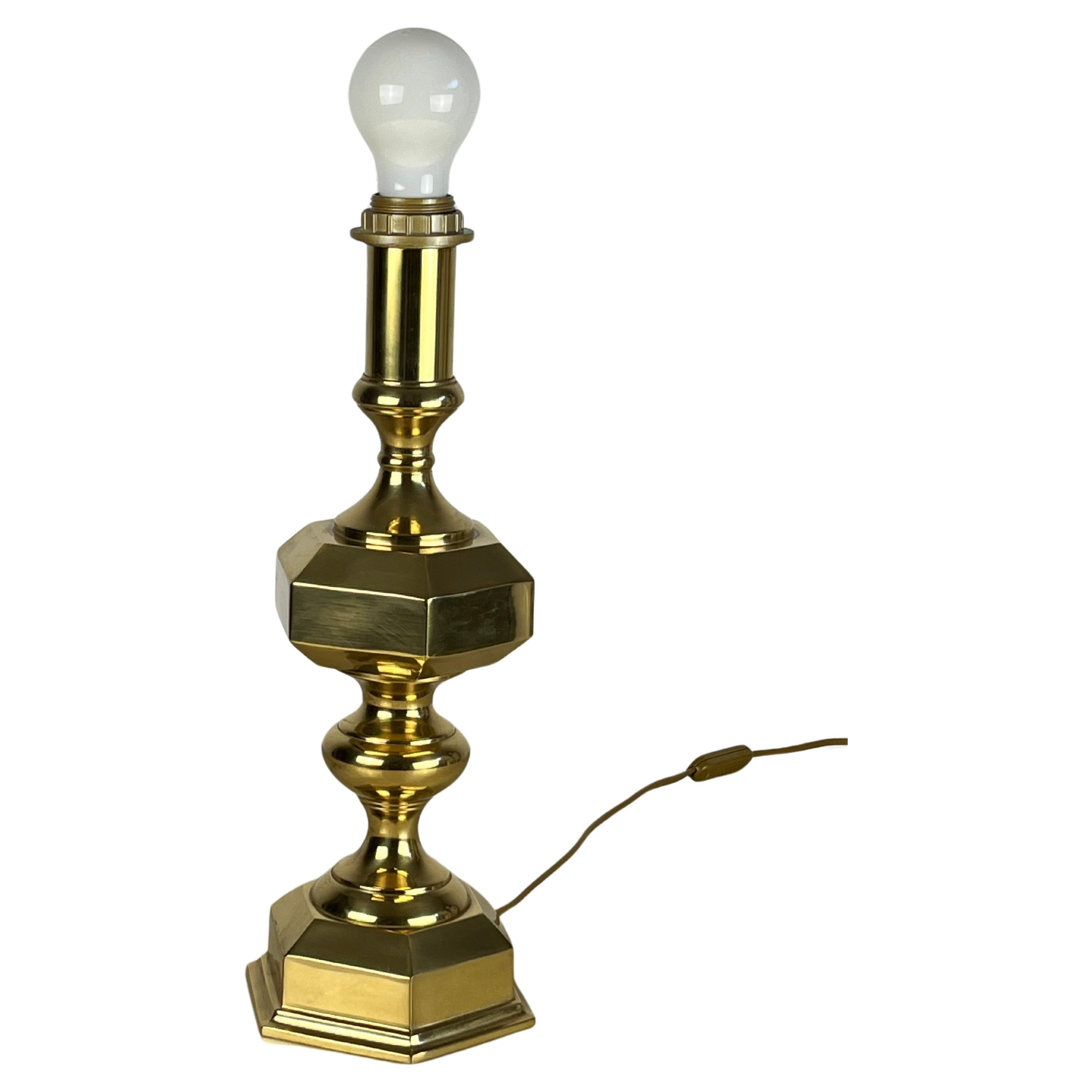 Brass Table Lamp, Made in Italy, 1980s For Sale