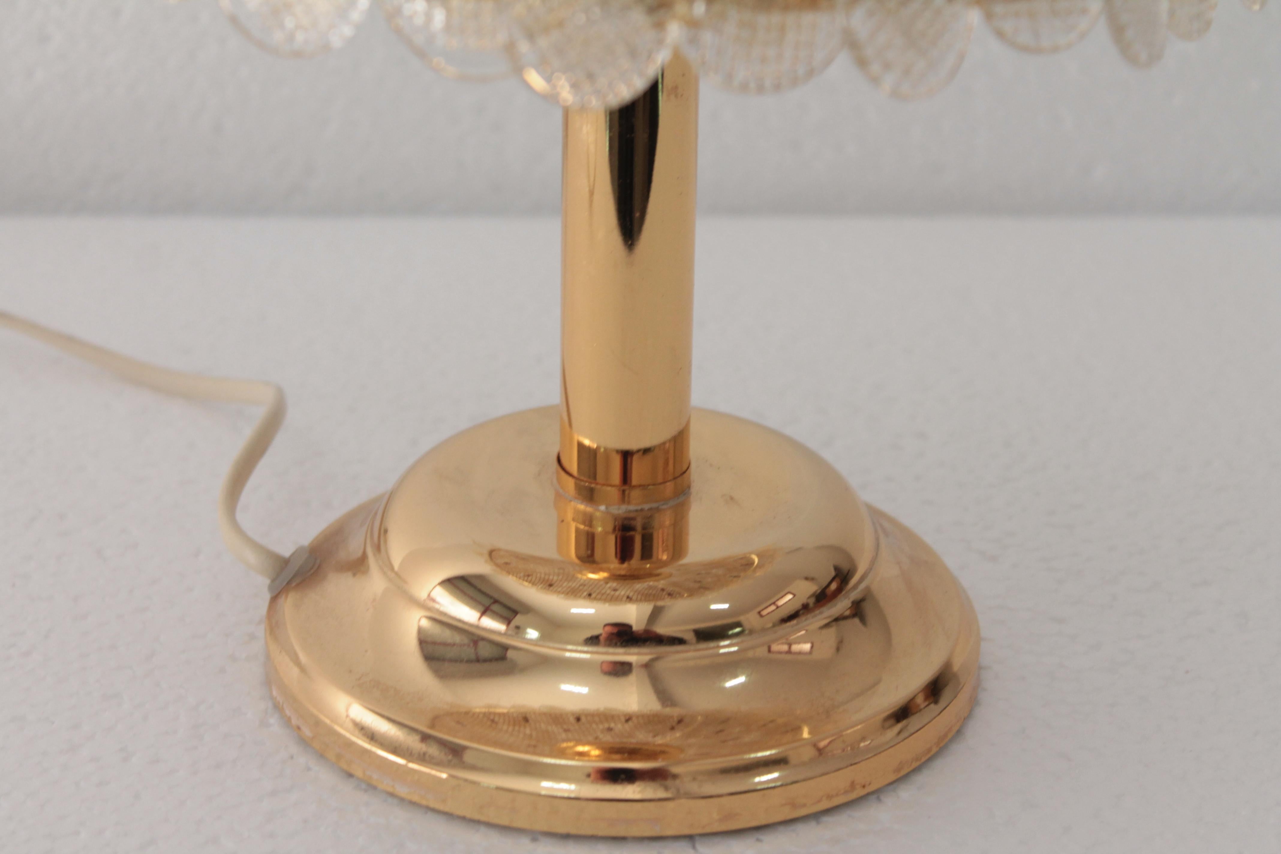 Late 20th Century Brass Table Lamp Murano Glass Flowers Seguso, 1970s For Sale