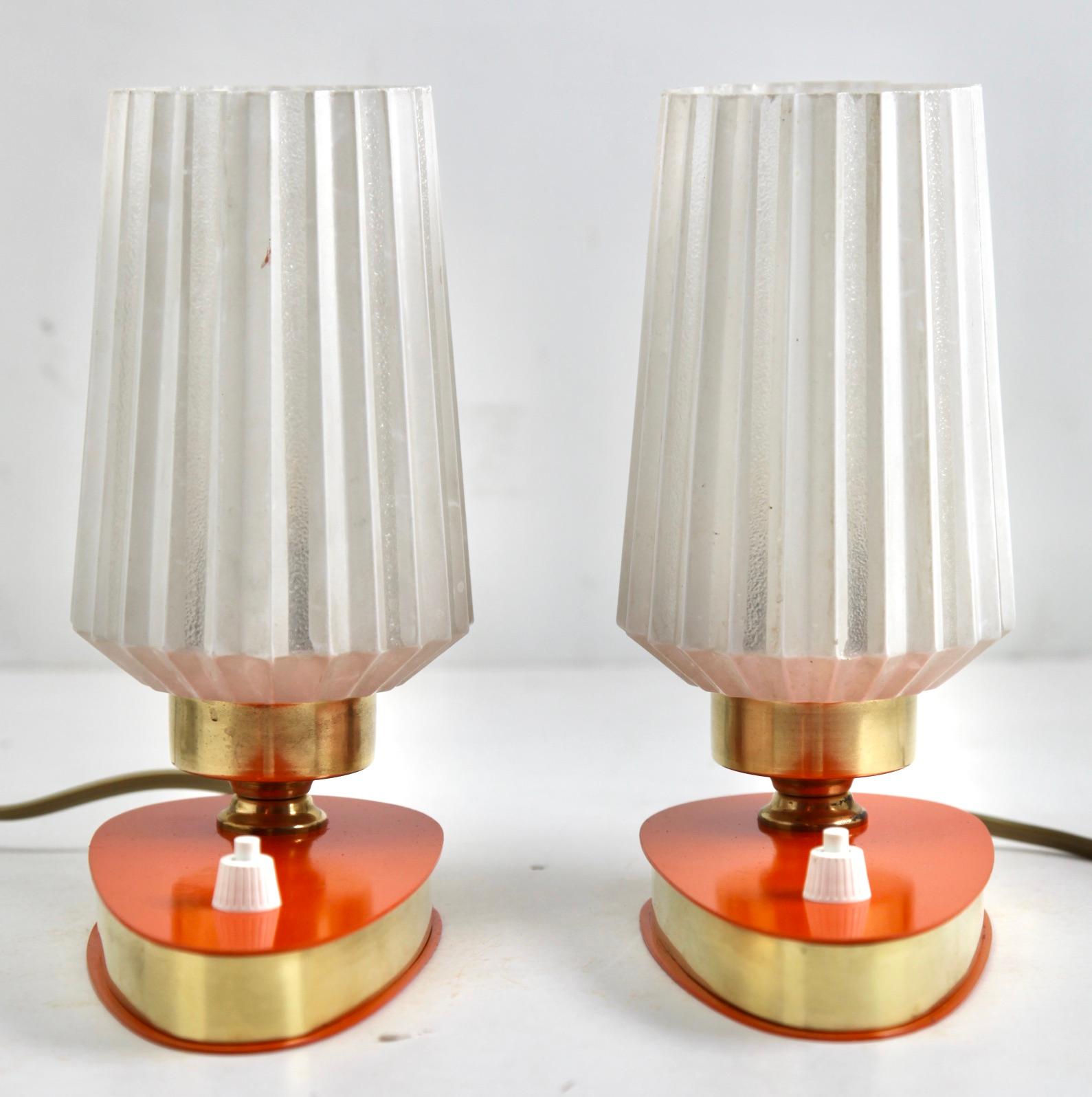 Fait main Lampe de bureau ou lampe de table en laiton, ensemble de 2, milieu du siècle, années 1960 en vente