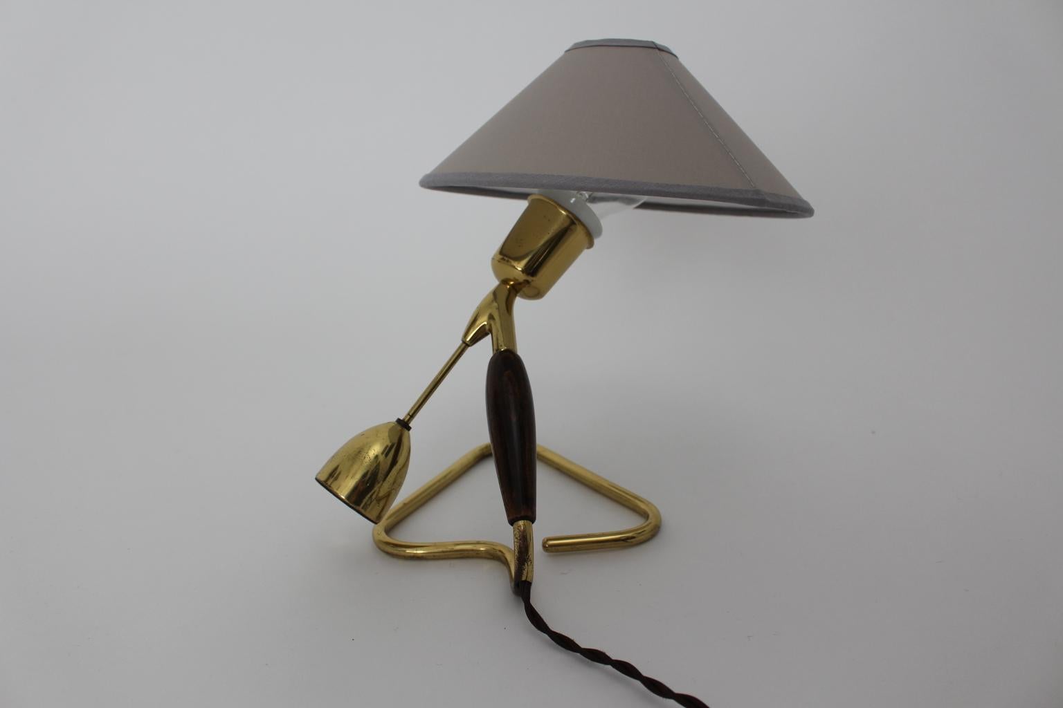 Austrian Brass Table Lamp or Wall Lamp by Rupert Nikoll, 1950s, Vienna