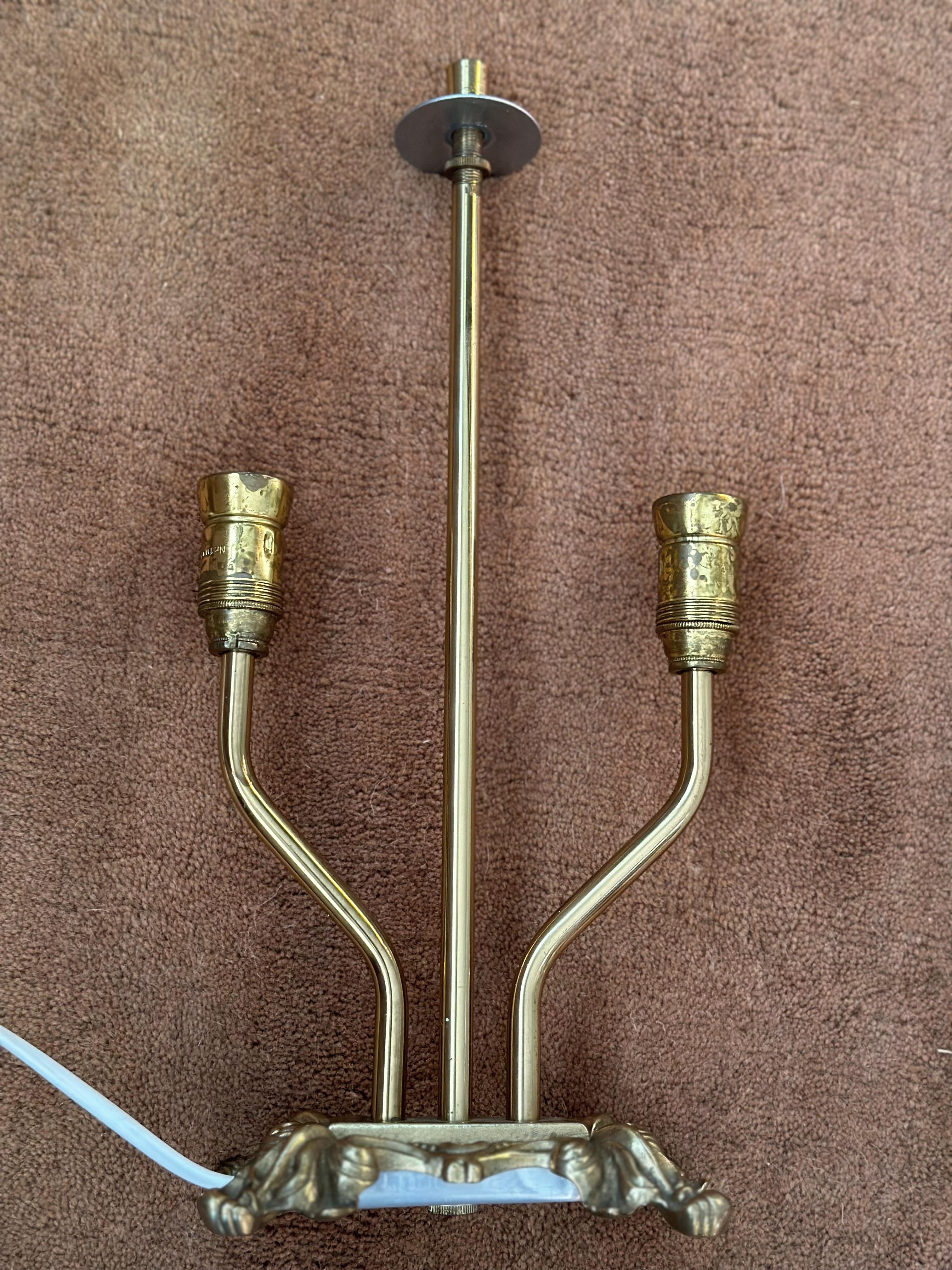 Brass Table Lamp Rococo style with Double arms. 1940's. For Sale 4
