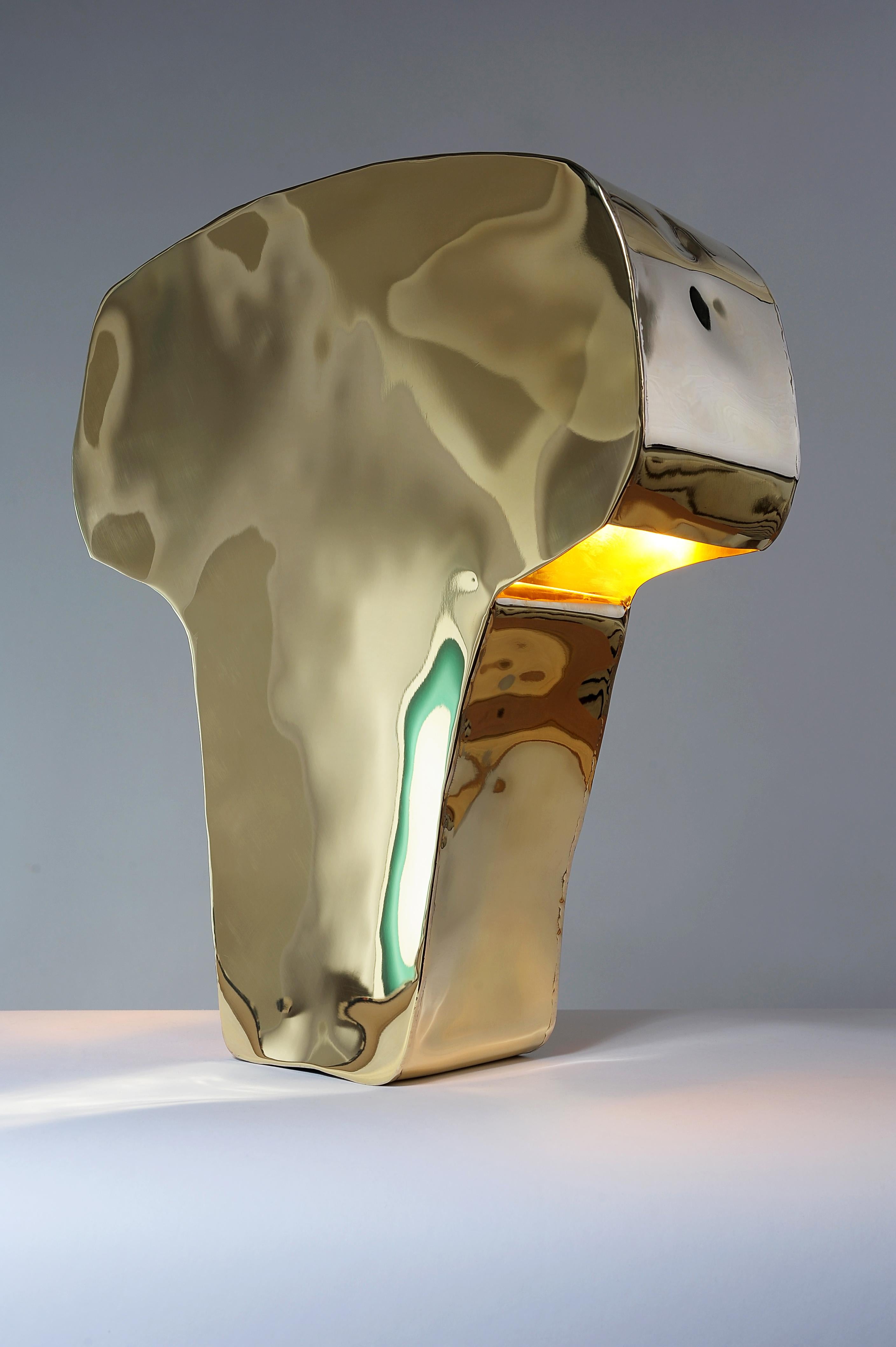 Modern Brass Table Lamp, Signed by Lukasz Friedrich