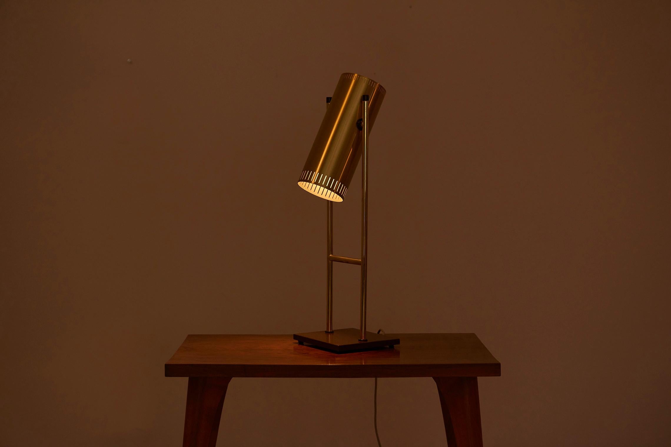 Danish Brass Table Lamp 'Trombone' by Jo Hammerborg for Fog & Mørup, Denmark, 1960s