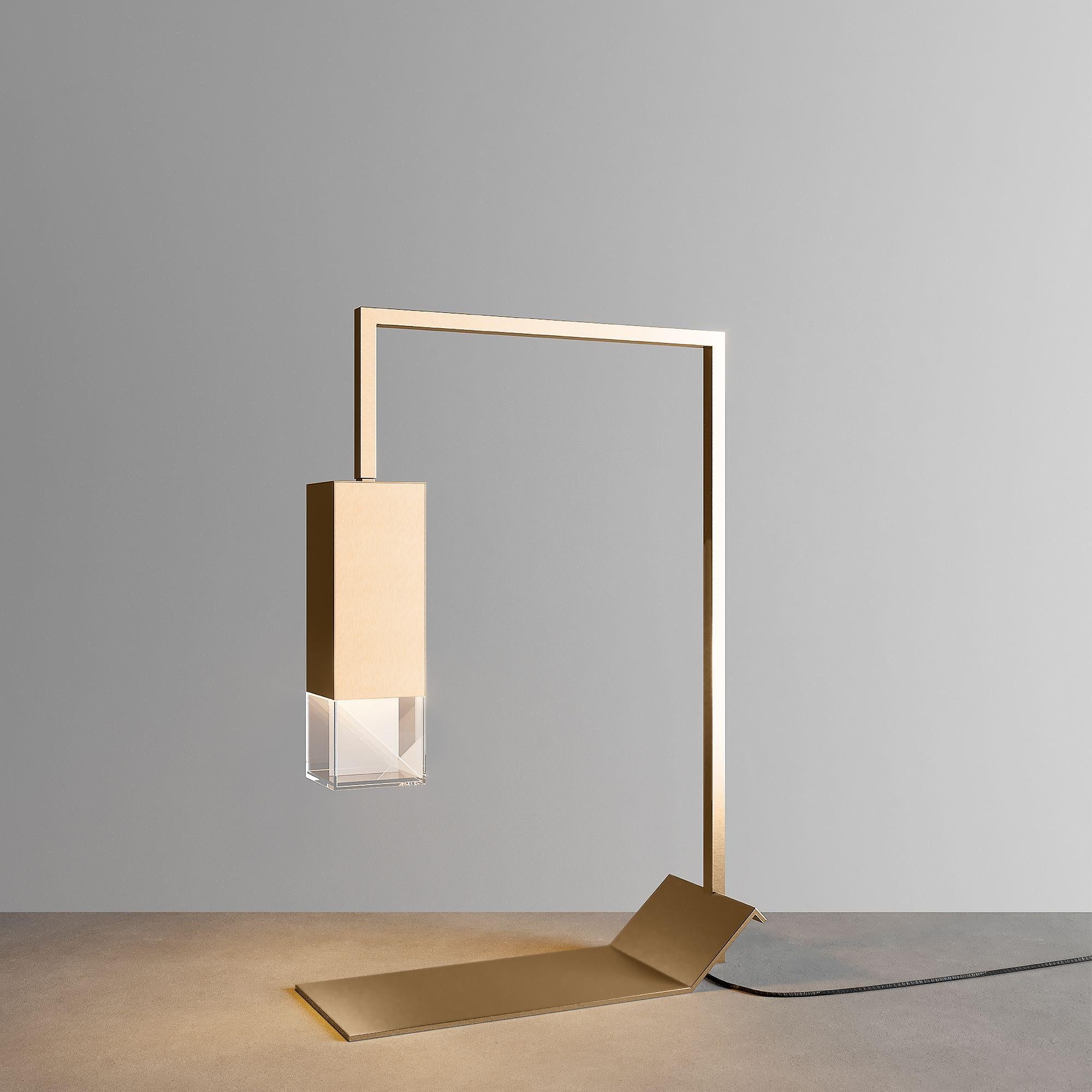 Brass table lamp two collection by Formaminima
Dimensions: W 10 x D 25 x H 40 cm.
Materials: brass.

All our lamps can be wired according to each country. If sold to the USA it will be wired for the USA for instance. 

Body lamp and structure,