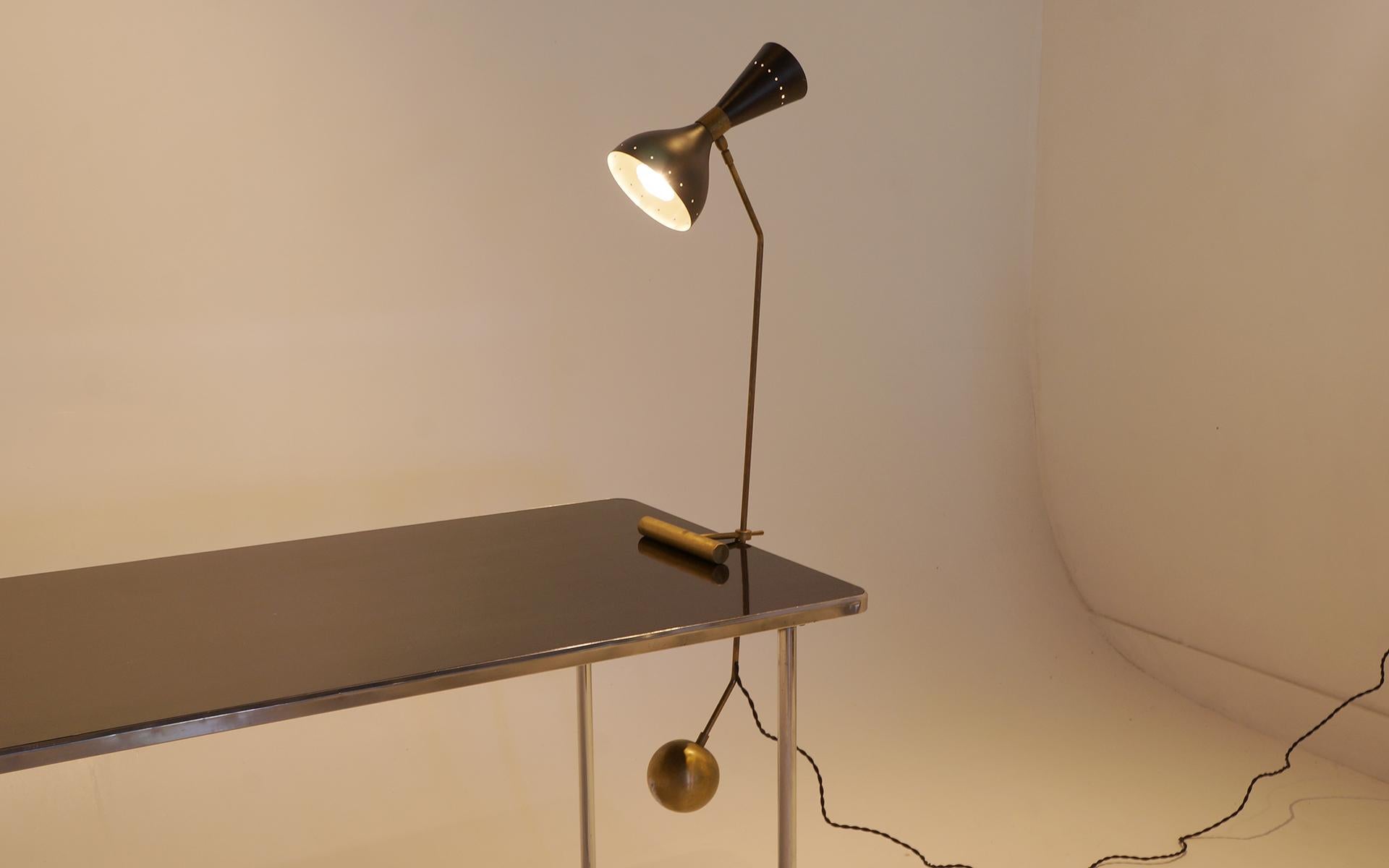 Brass Table Lamp with Counter Balance by Stilnova Adjustable Height & Direction 1