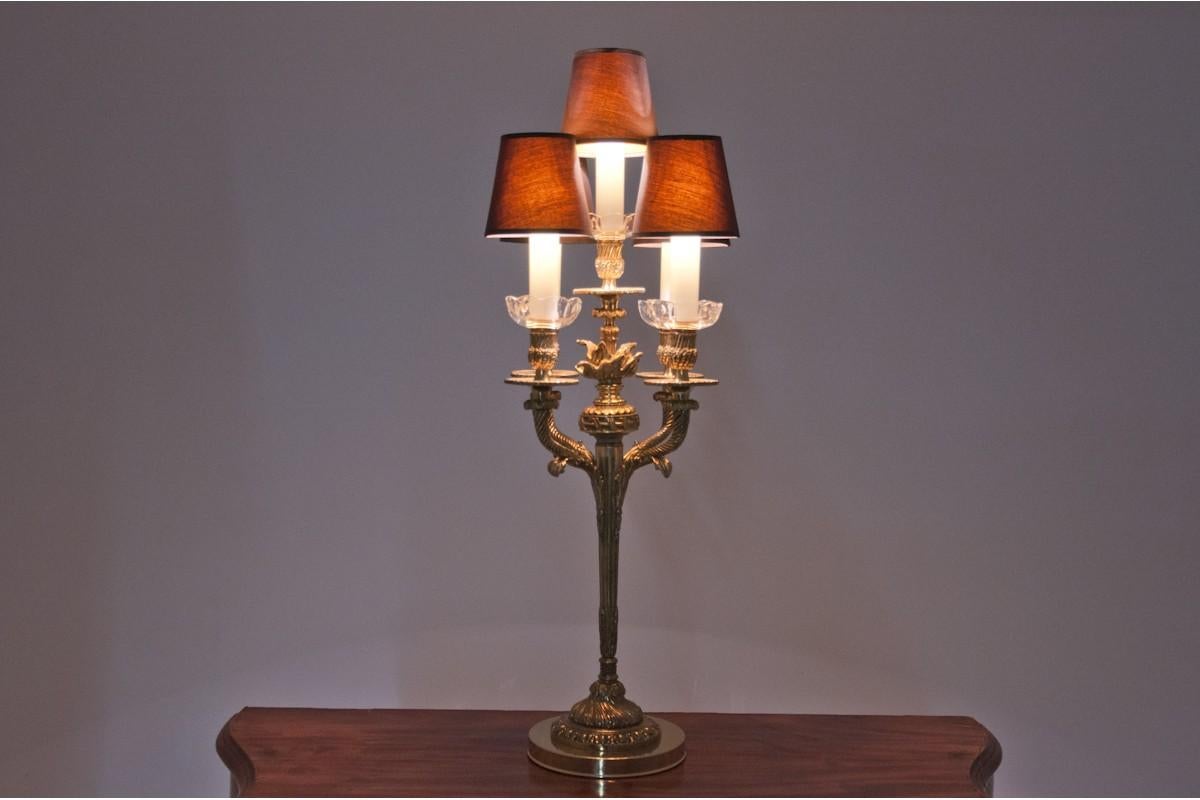 Mid-Century Modern Brass Table Lamp with 3 Shades