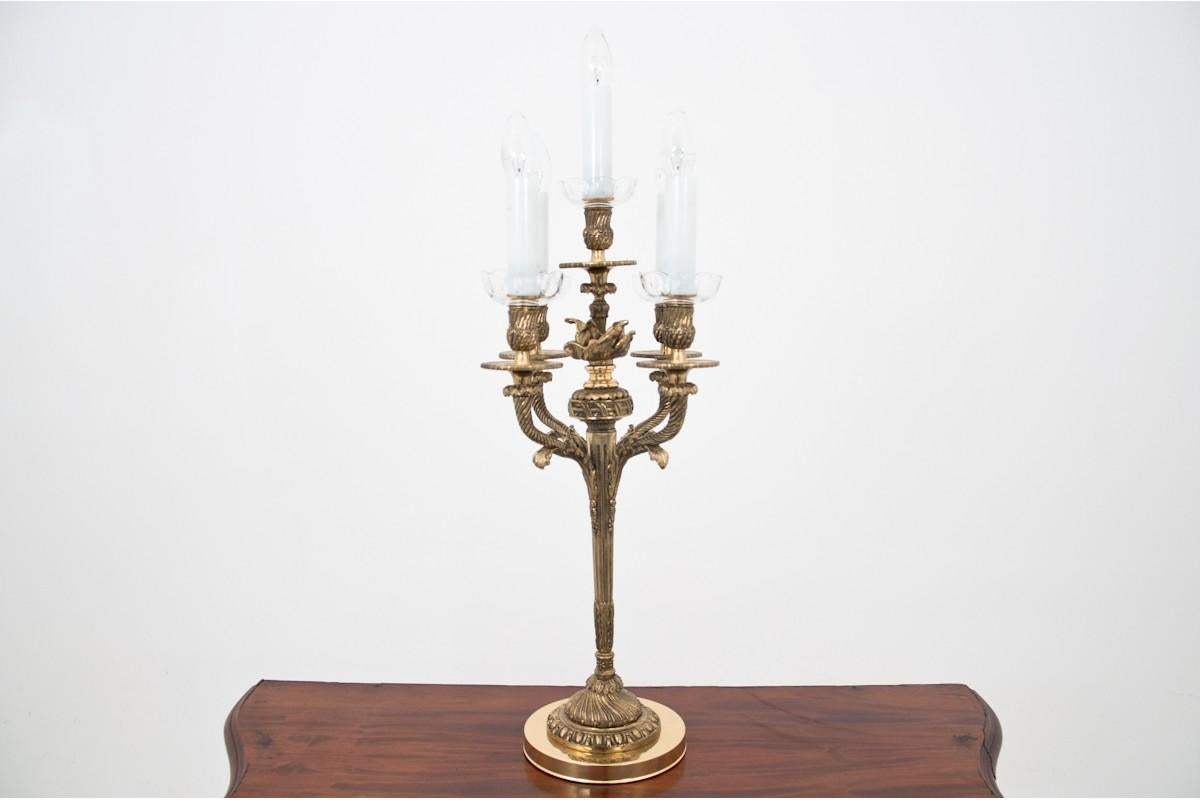 Mid-20th Century Brass Table Lamp with 3 Shades