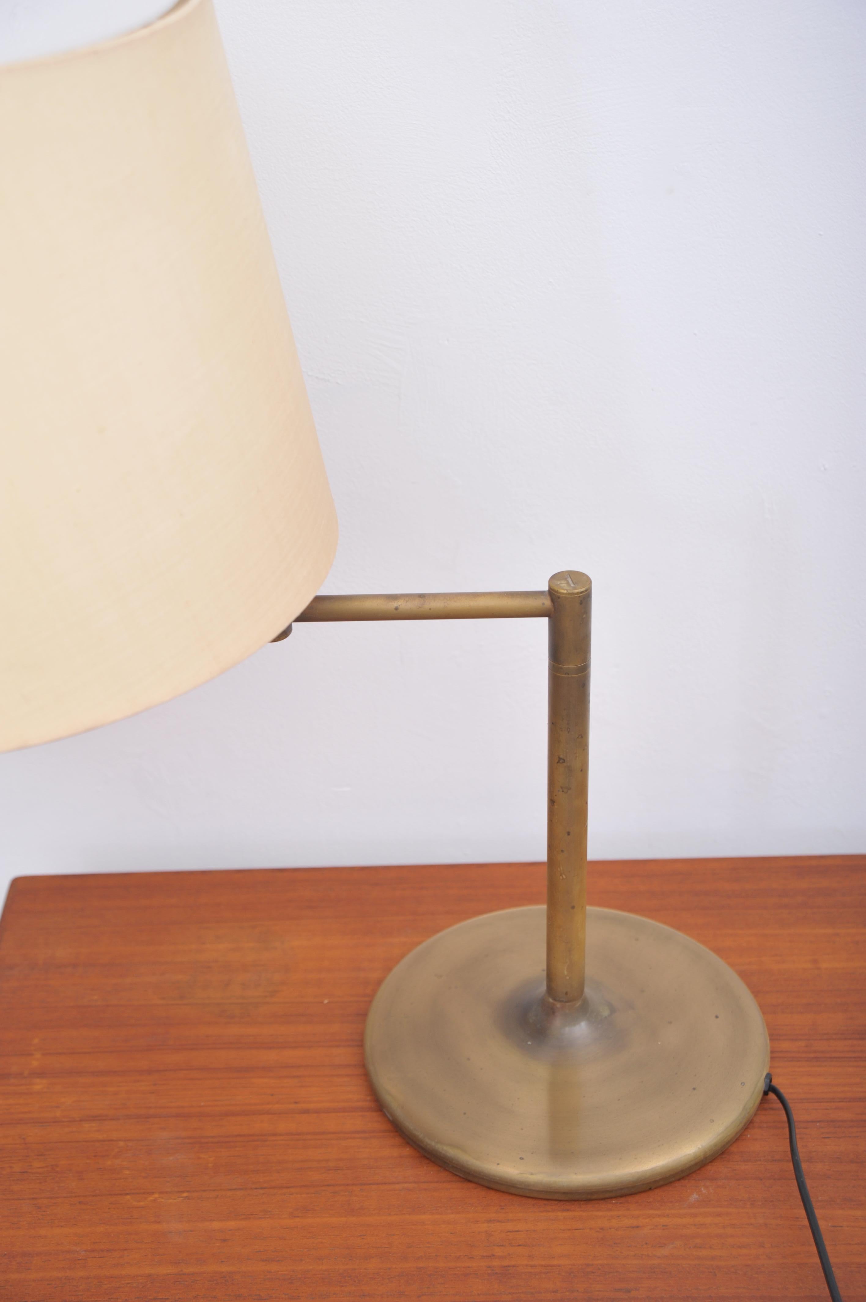 Late 20th Century Brass Table Lamp with Adjustable Arm by Swiss Lamps International (1970s) For Sale
