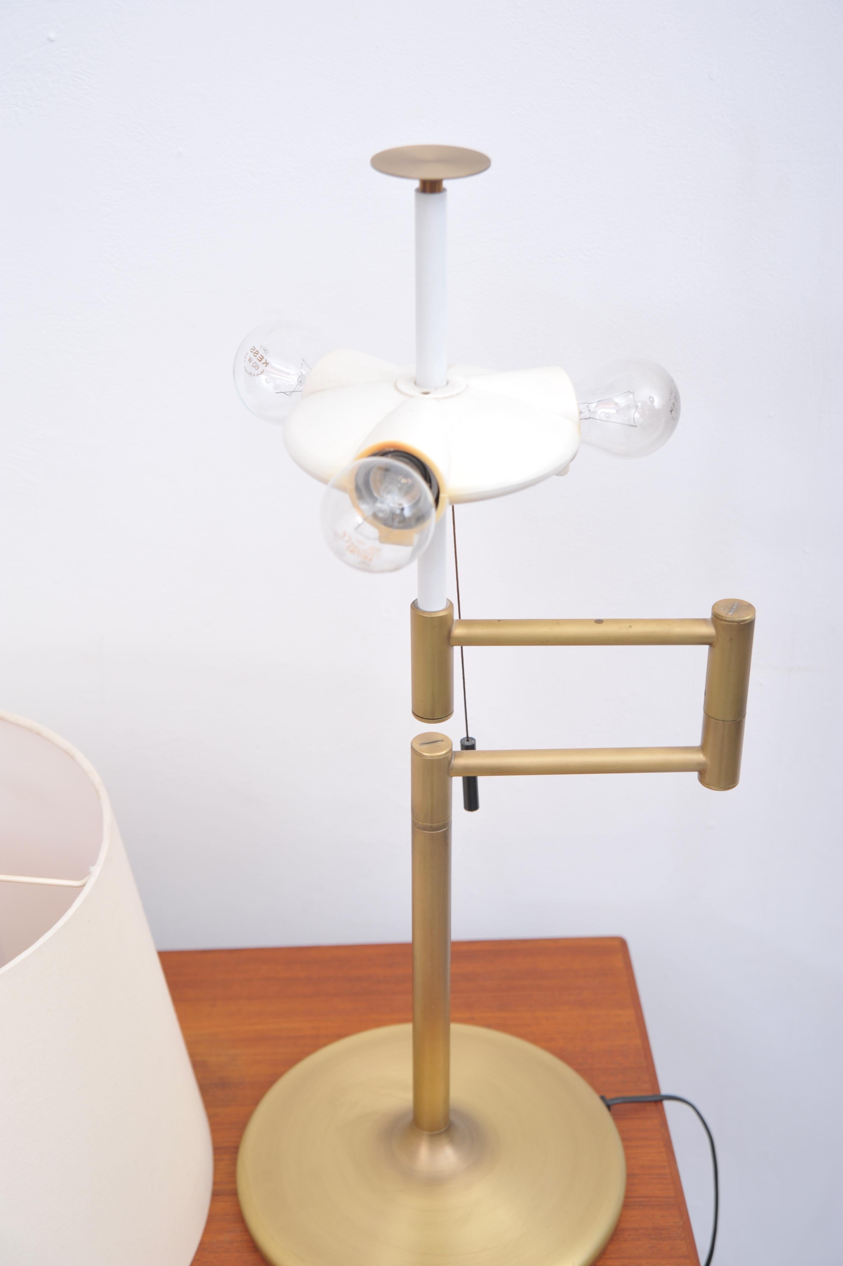 Brass Table Lamp with Adjustable Arm by Swiss Lamps International (1970s) For Sale 4