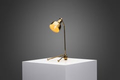 Brass Table Lamp with Adjustable, Perforated Shade and Base, Europe ca 1950s