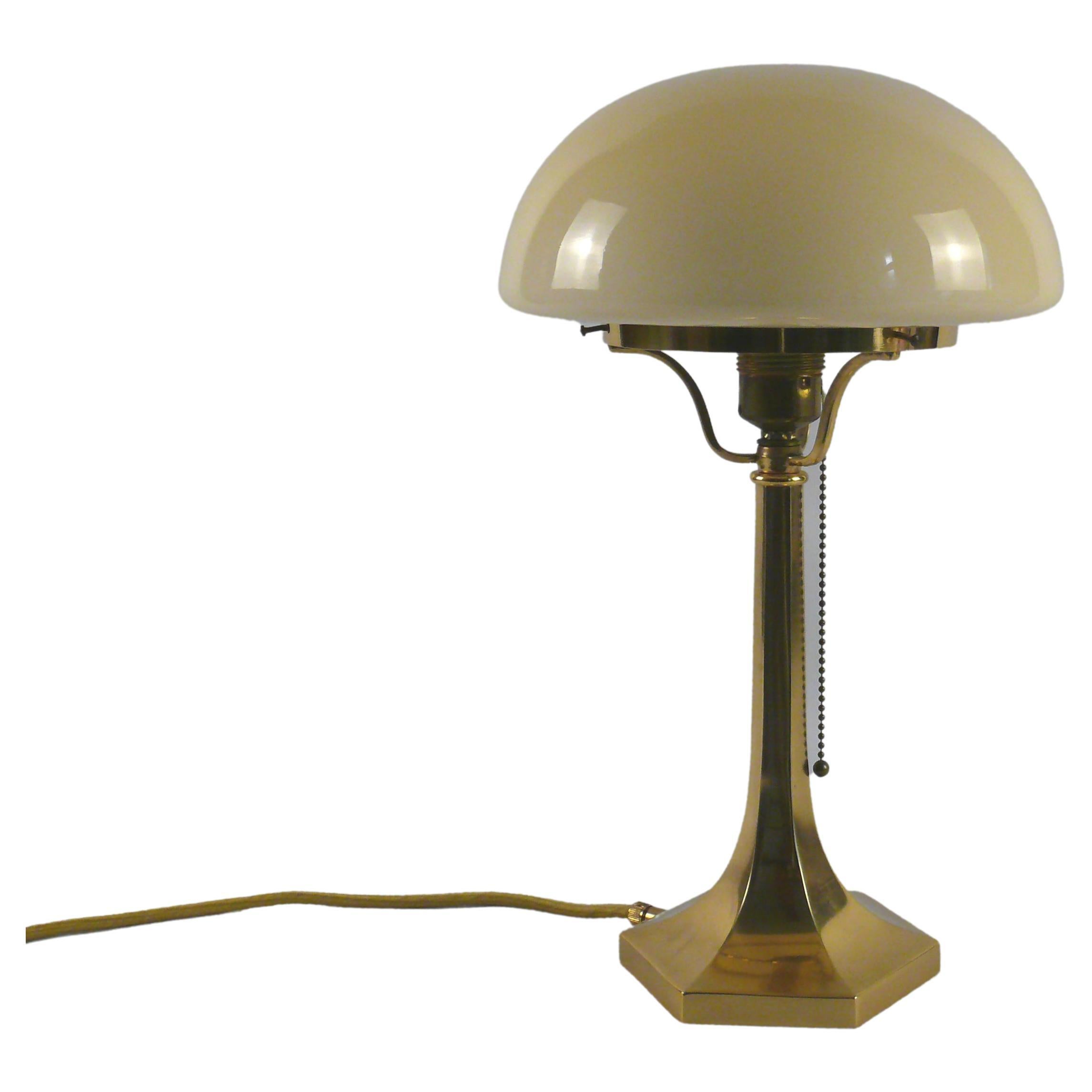 Brass Table Lamp with an Opaline Lampshade in Art Deco Style, 1980s For  Sale at 1stDibs