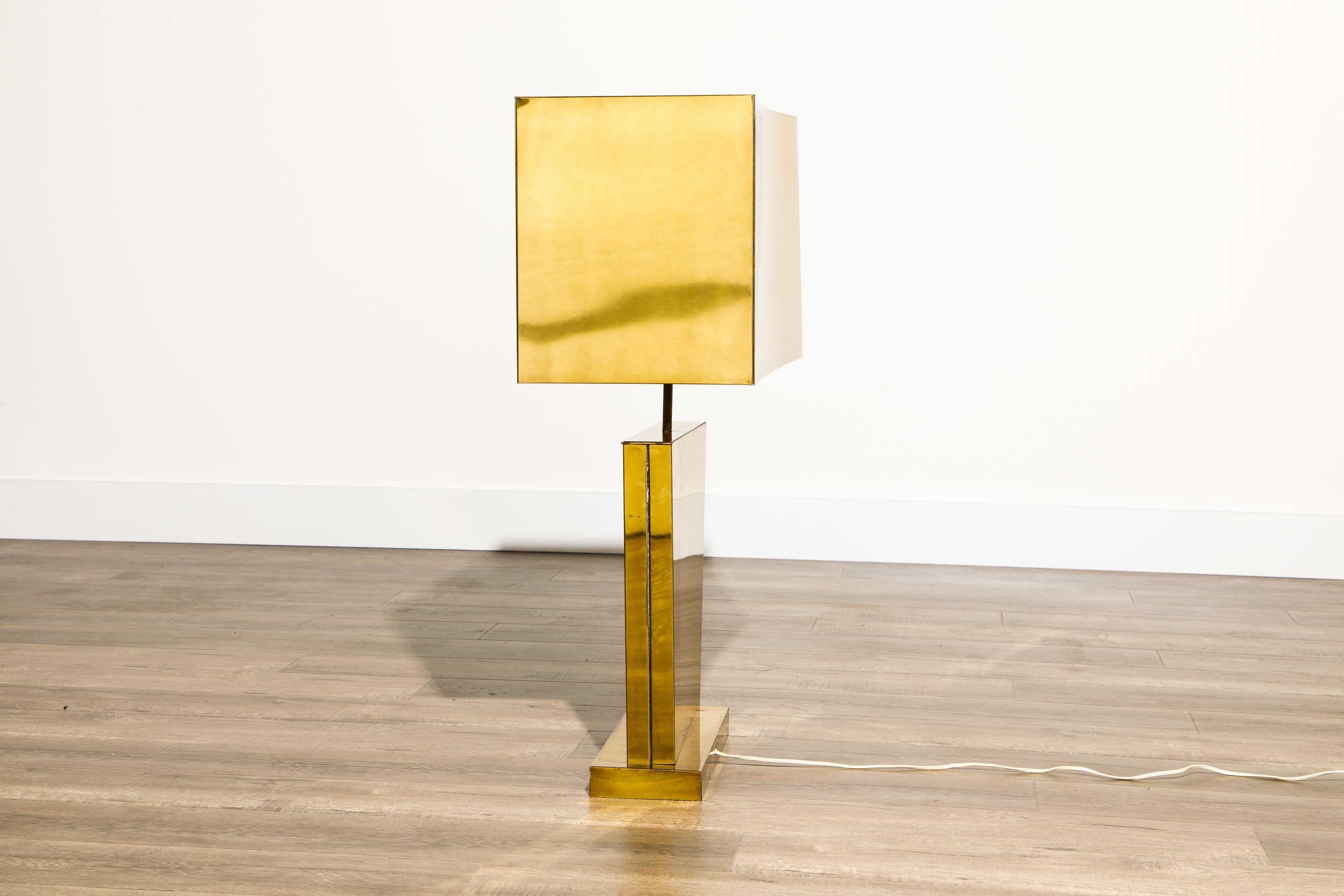 Brass Table Lamp with Brass Shade by C. Jeré for Artisan House, 1970s 10