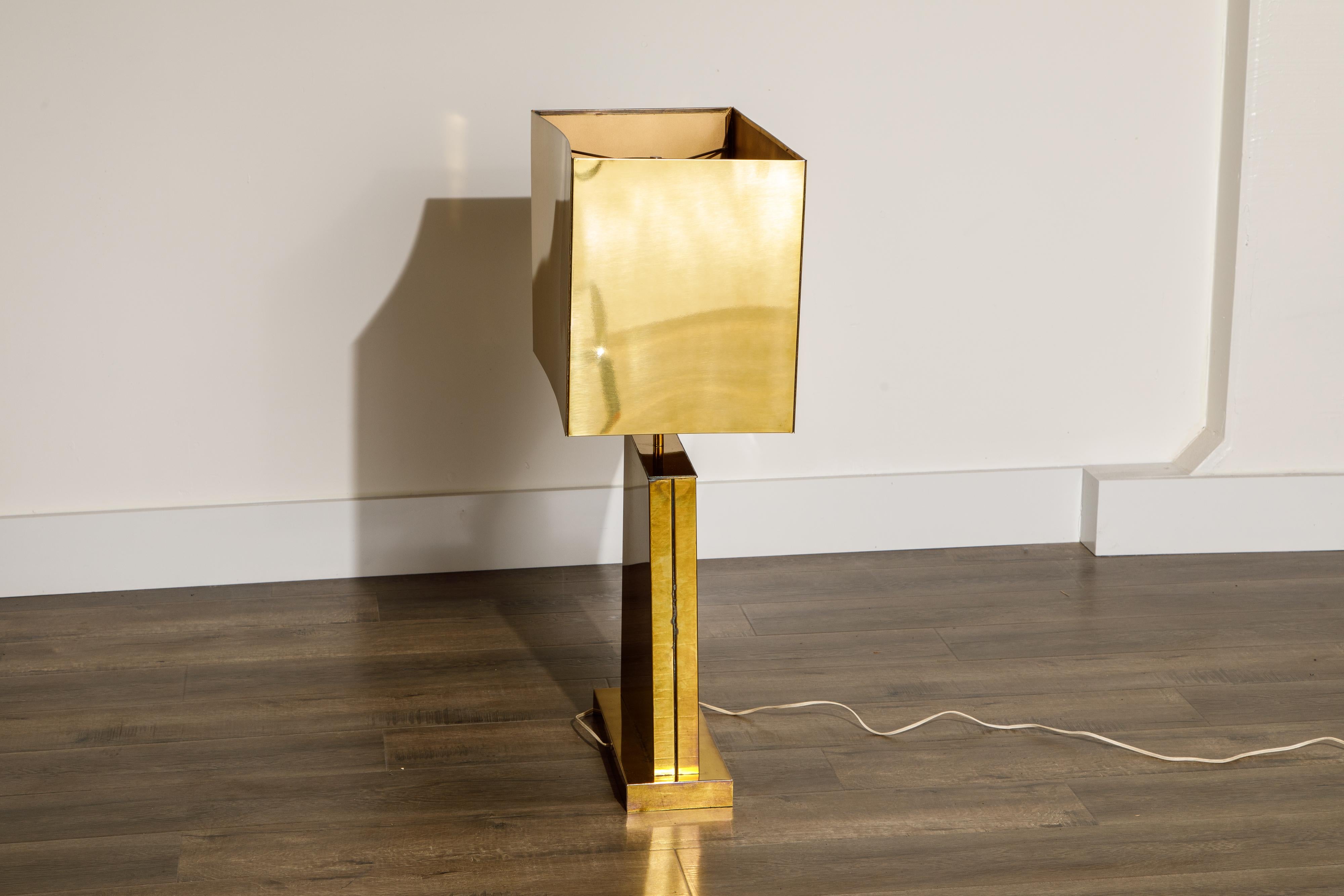 Brass Table Lamp with Brass Shade by C. Jeré for Artisan House, 1970s In Good Condition In Los Angeles, CA