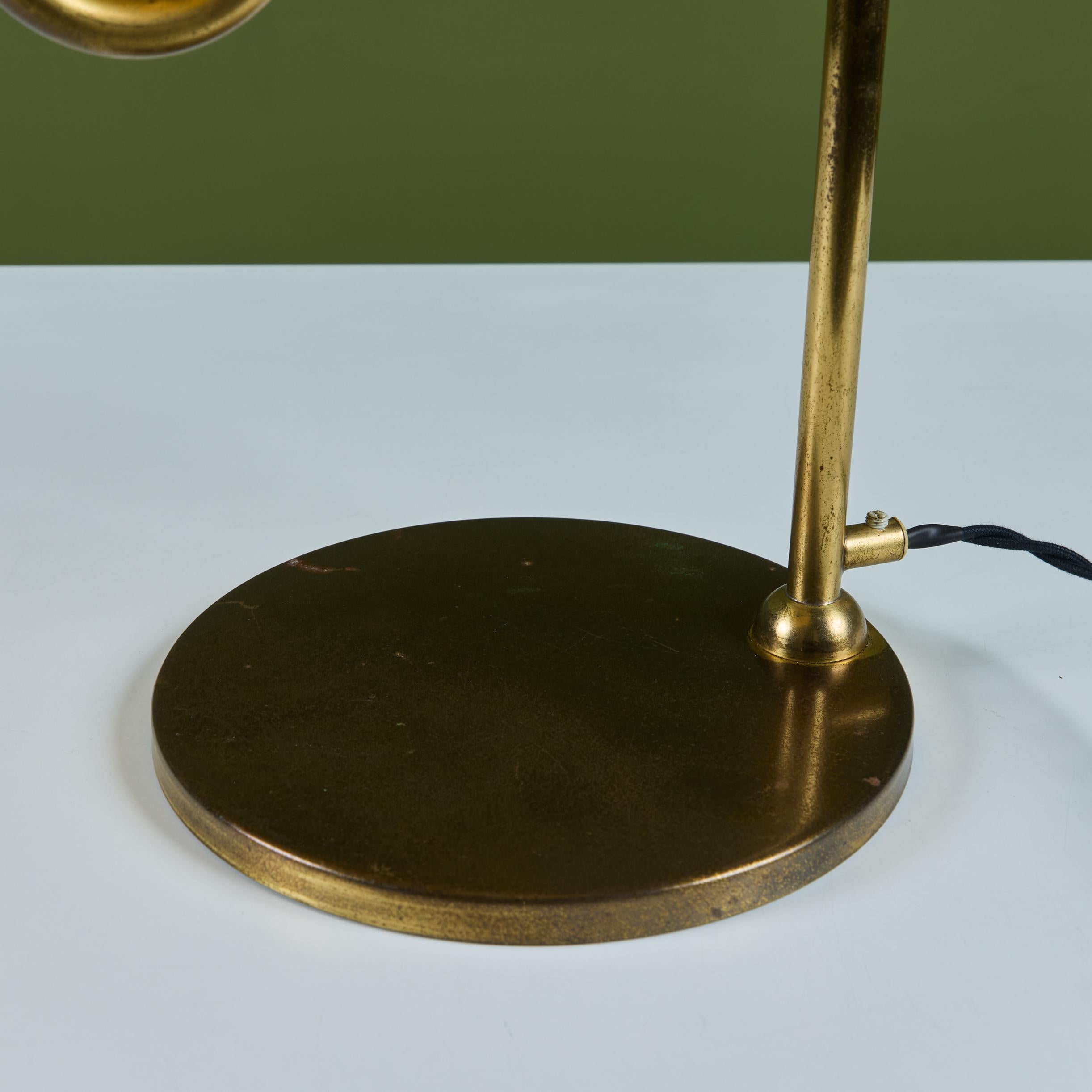 Brass Table Lamp with Curved Arm For Sale 5