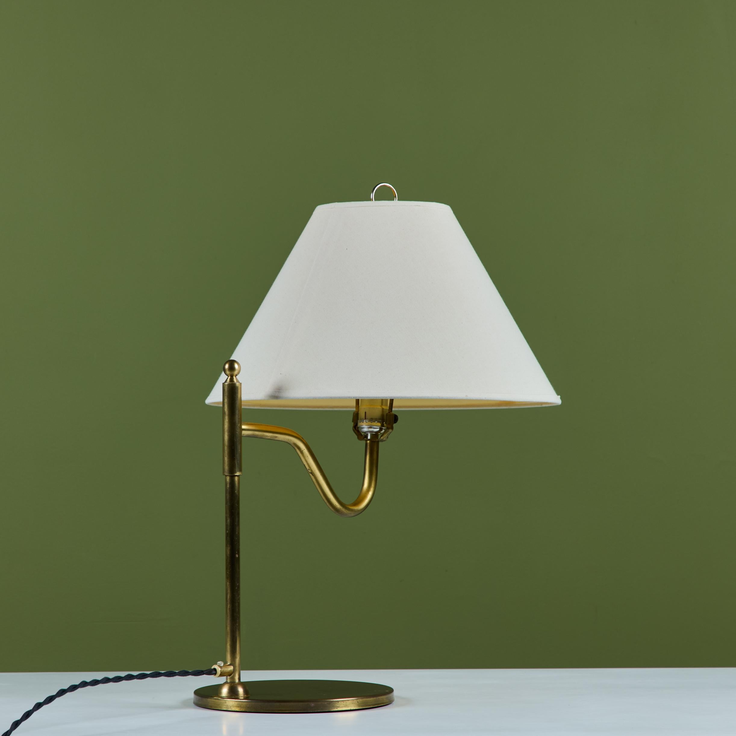 Brass Table Lamp with Curved Arm For Sale 1