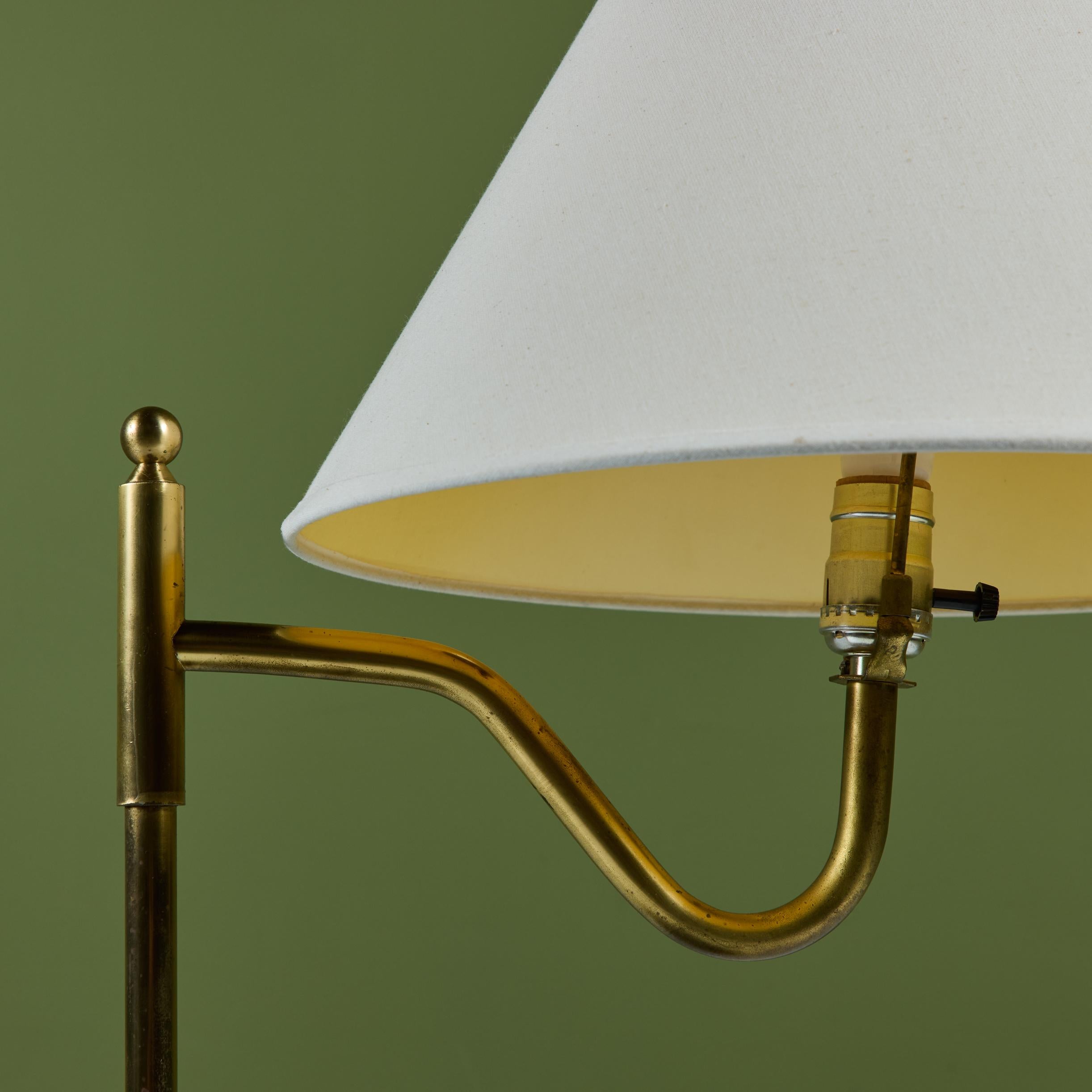 Brass Table Lamp with Curved Arm For Sale 2