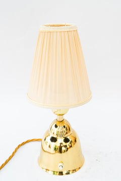 Messing Tischlampe mit Stoffschirm wien um 1950er