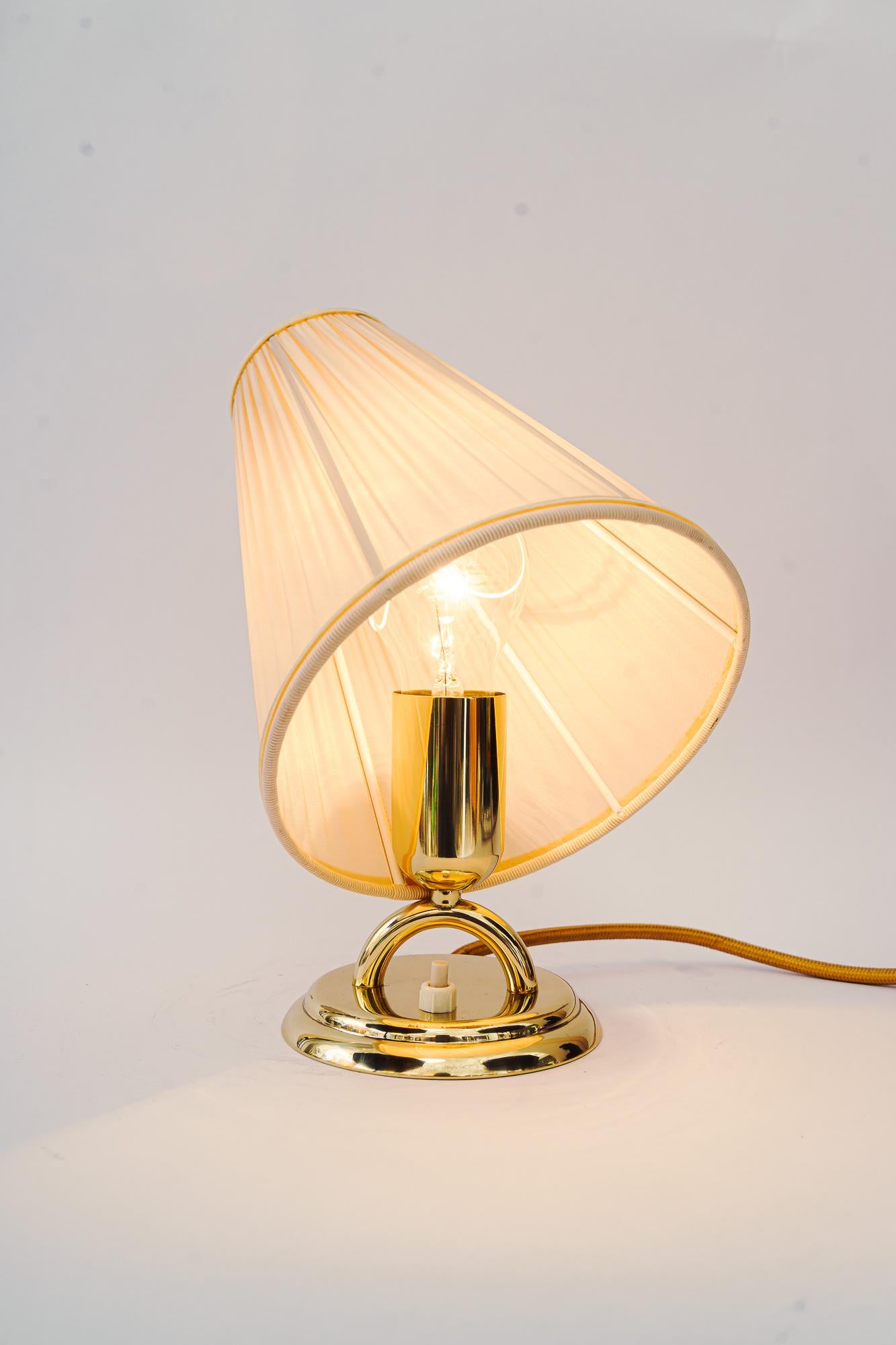 Brass Table Lamp with Fabric Shade Vienna Around, 1950s For Sale 1