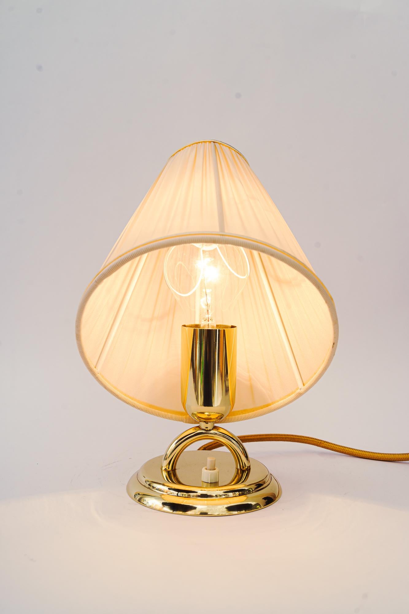 Brass Table Lamp with Fabric Shade Vienna Around, 1950s For Sale 2