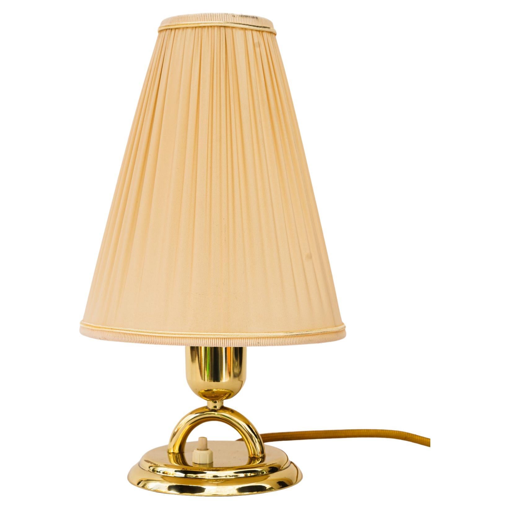 Brass Table Lamp with Fabric Shade Vienna Around, 1950s For Sale