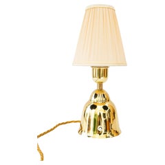 Messing Tischlampe mit Stoffschirm wien um 1950er