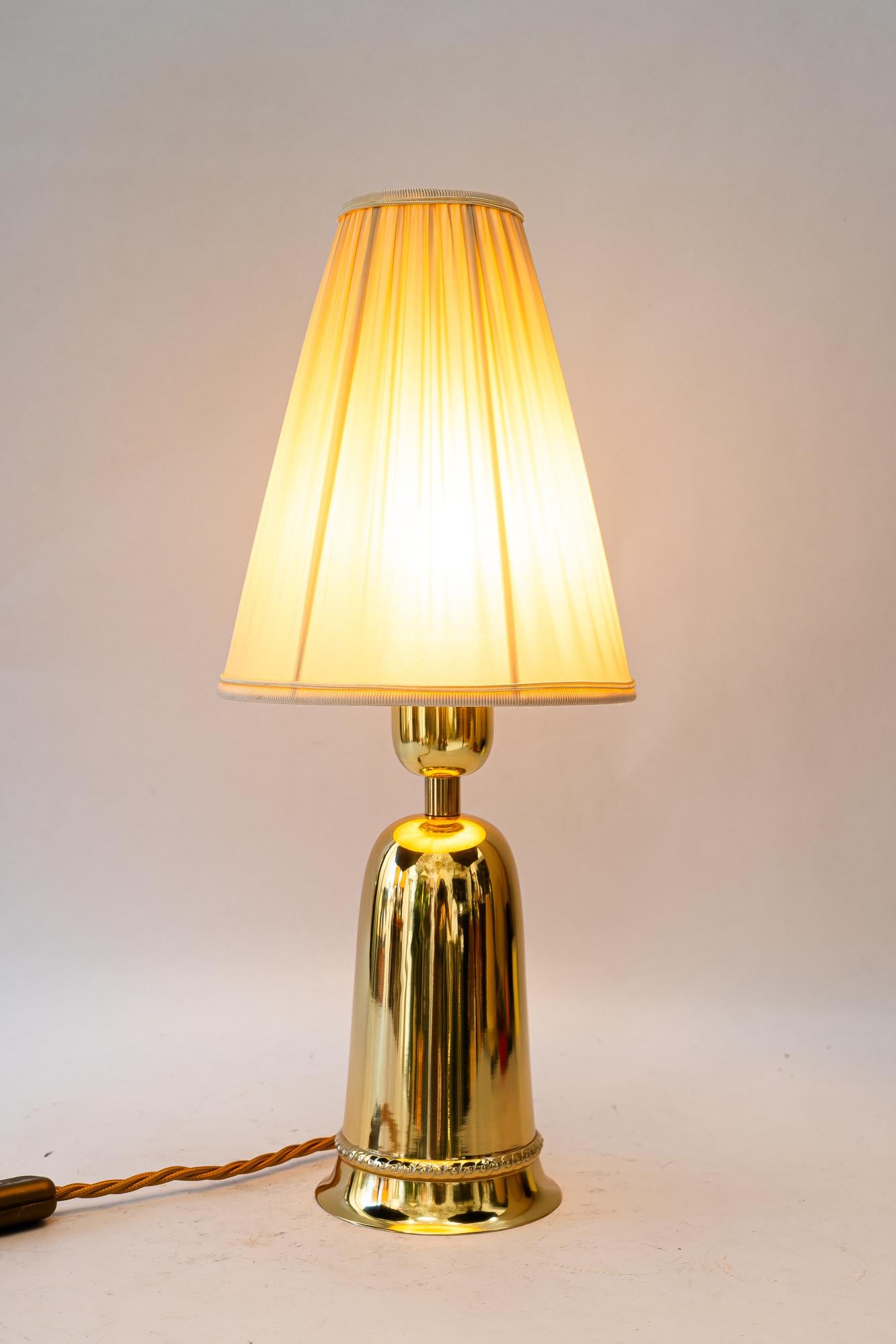 Austrian Brass table lamp with fabric shade vienna around 1960s For Sale