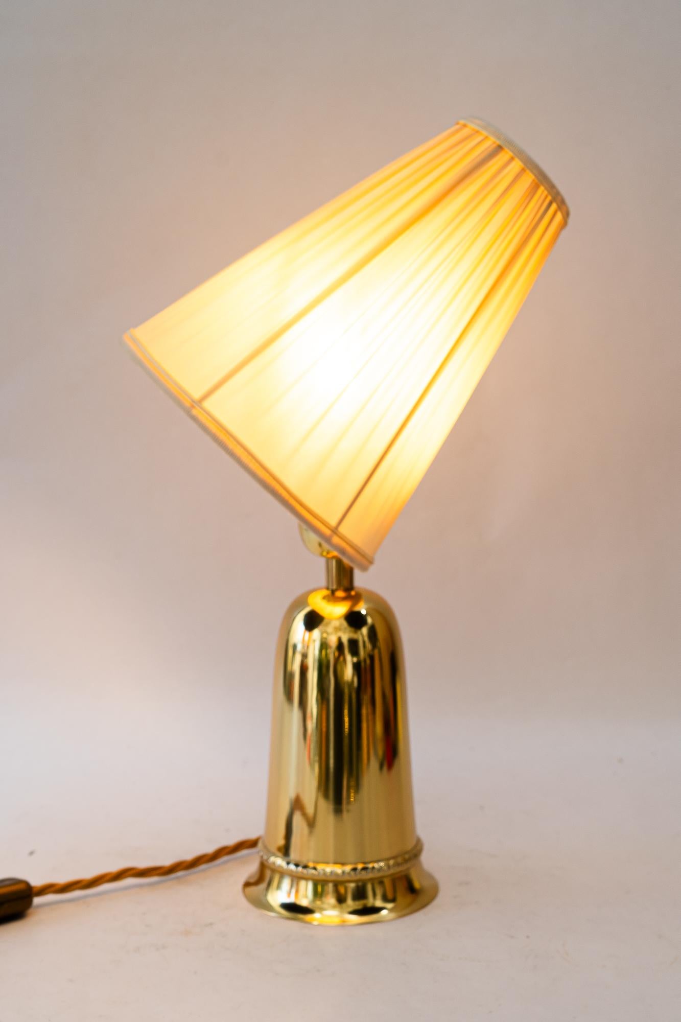 Mid-20th Century Brass table lamp with fabric shade vienna around 1960s For Sale