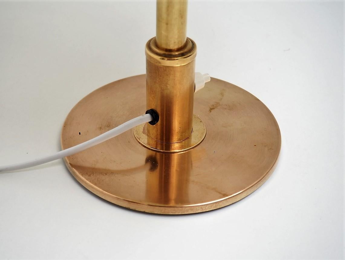Brass Table Lamp with Glass Shade, Rare Danish Vintage Design from the 1940s For Sale 1