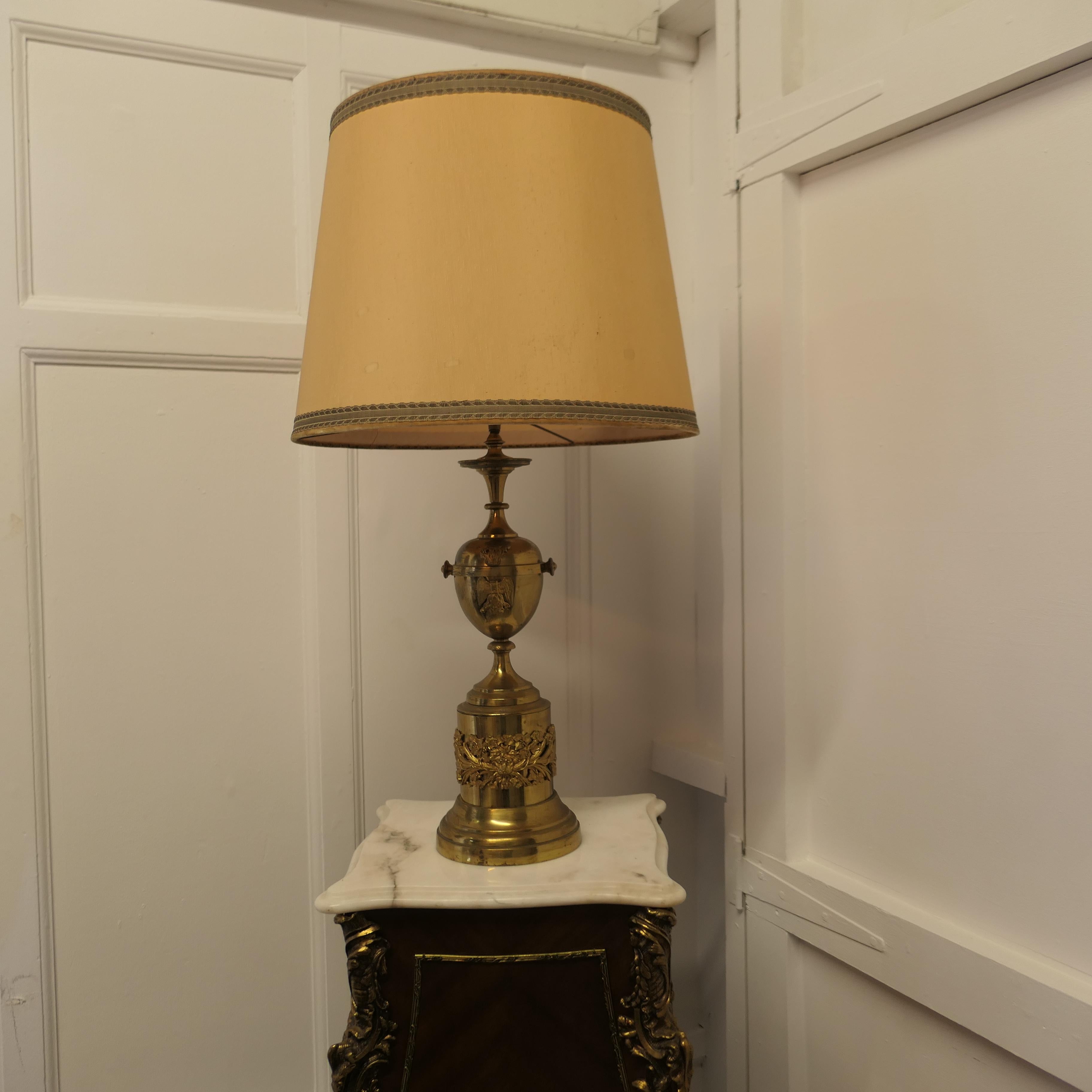 Brass Table Lamp with Italian Classical Mask and Mounts to the Base For Sale 2