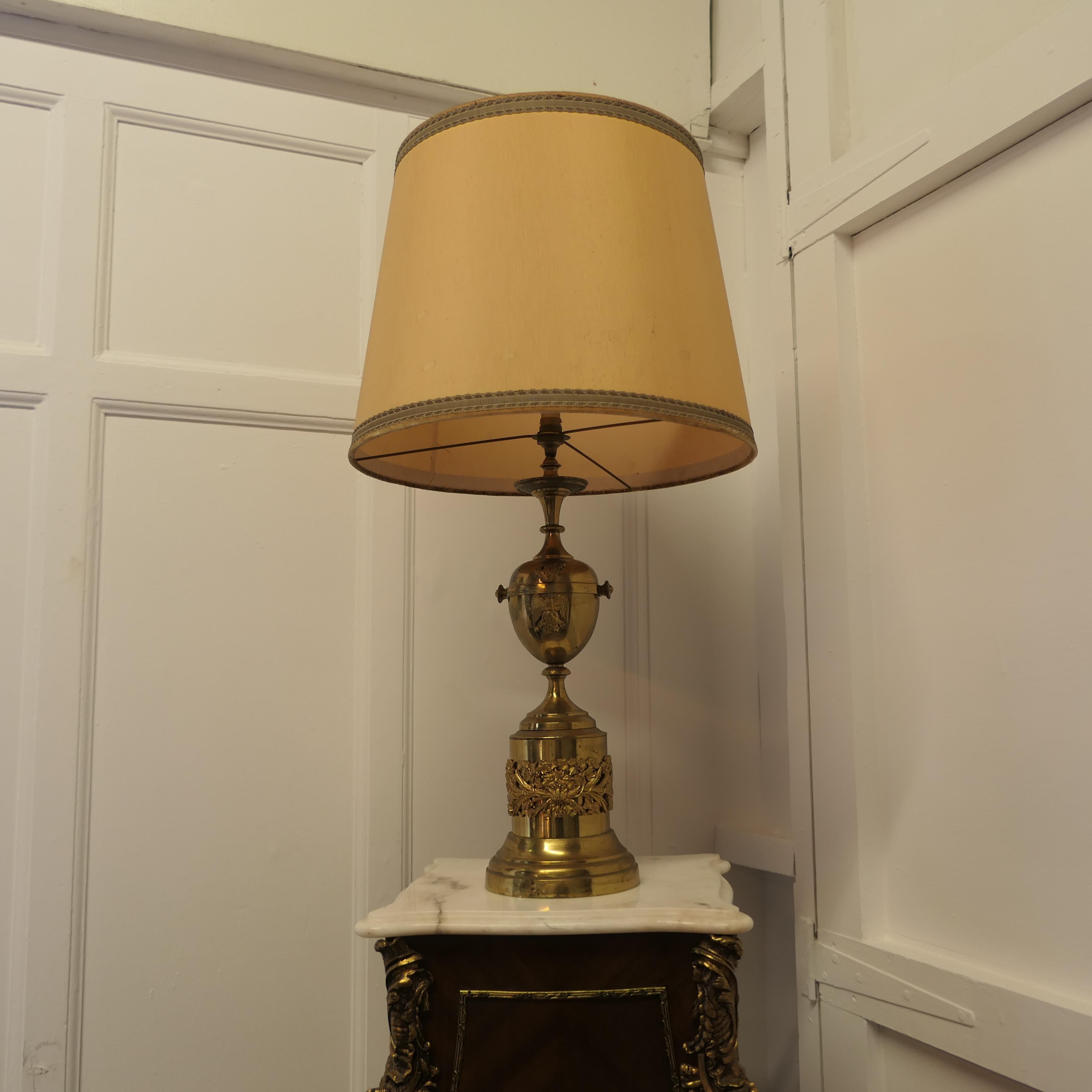 Brass Table Lamp with Italian Classical Mask and Mounts to the Base For Sale 3