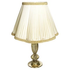 Brass table lamp with its original Art Nouveau shade, France, 1920