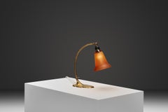Brass Table Lamp with Leaf Base by Lyfa, Denmark First Half of the 20th Century