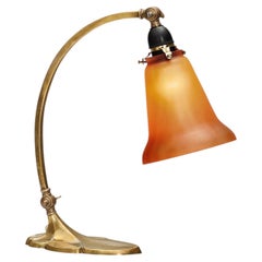 Brass Table Lamp with Leaf Base by Lyfa, Denmark First Half of the 20th Century